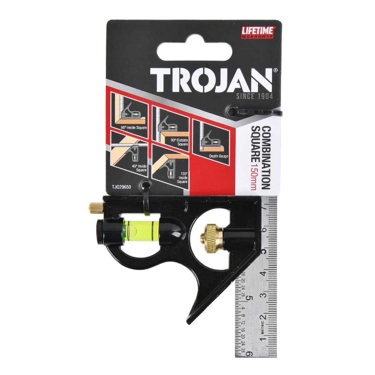 Trojan 150mm Combination Square - Accurate Measuring Tool - Durable Design