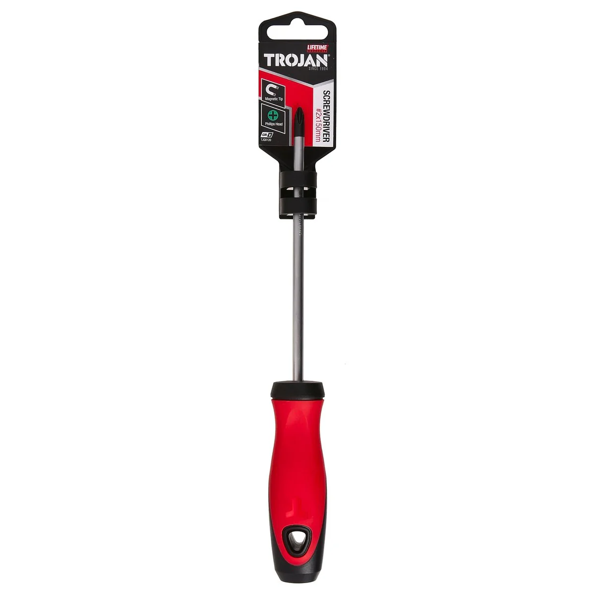Trojan 150mm No 2 Phillips Screwdriver - Red and Black - Magnetic Tip - Image 5