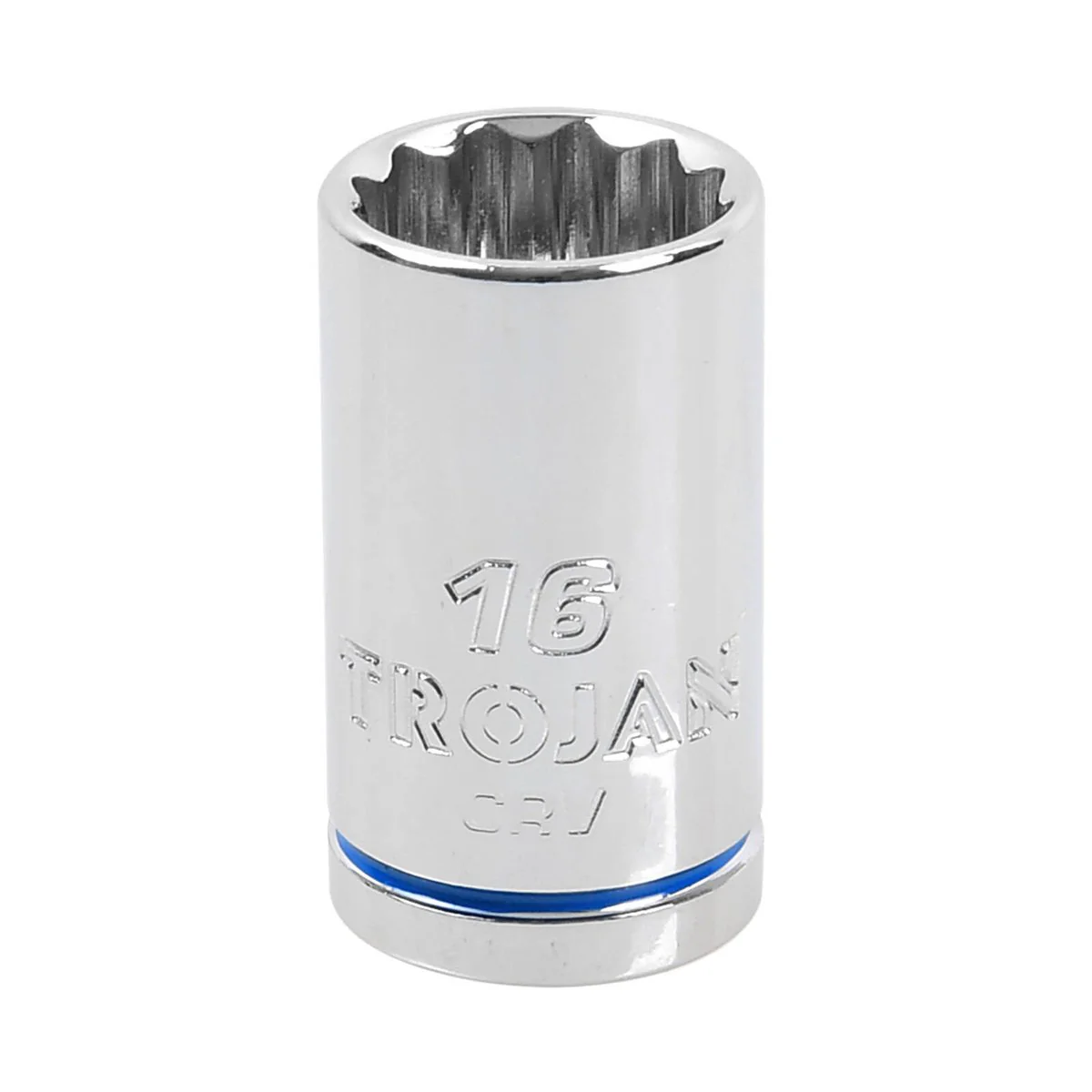 Trojan 16mm Socket 1/2 Drive - Polished Chrome Vanadium - Durable 12-Point Design