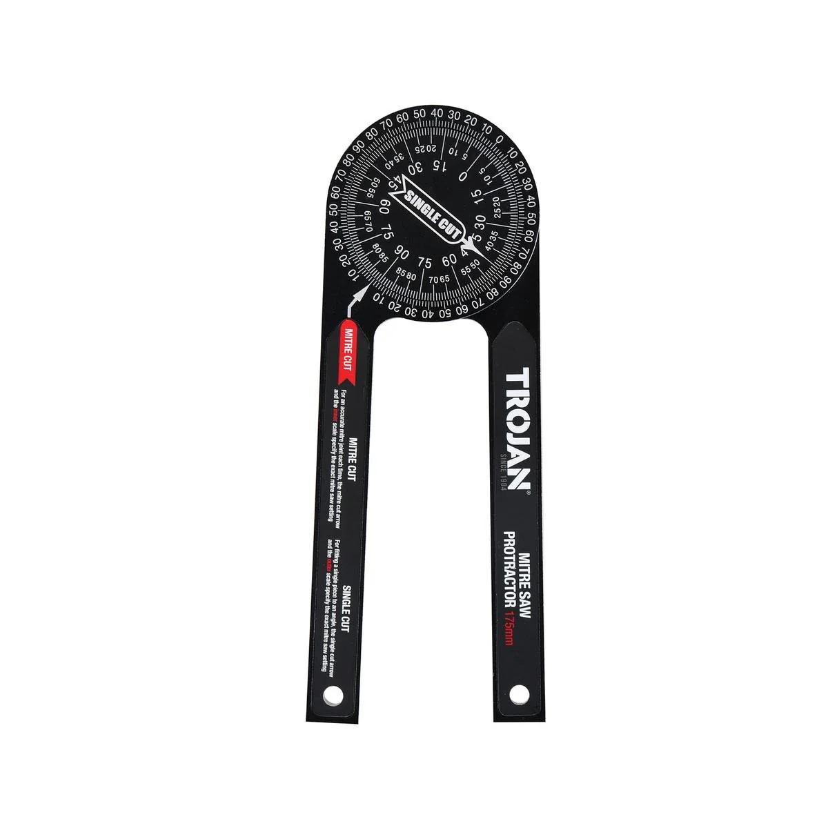 Trojan 175mm Mitre Saw Protractor - Accurate Cuts - Anodised Aluminium
