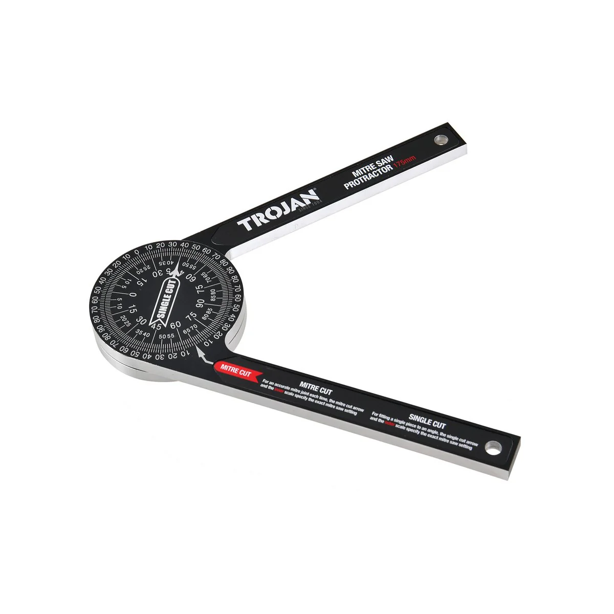 Trojan 175mm Mitre Saw Protractor - Accurate Cuts - Anodised Aluminium - Image 3