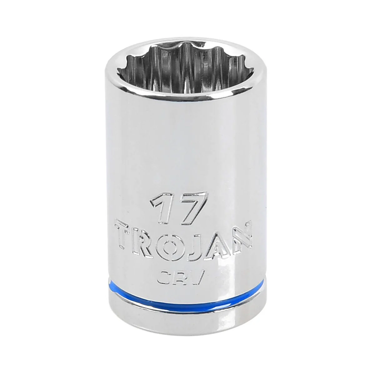 Trojan 17mm Socket 1/2 Drive - Polished Chrome Vanadium - Durable 12 Point Design