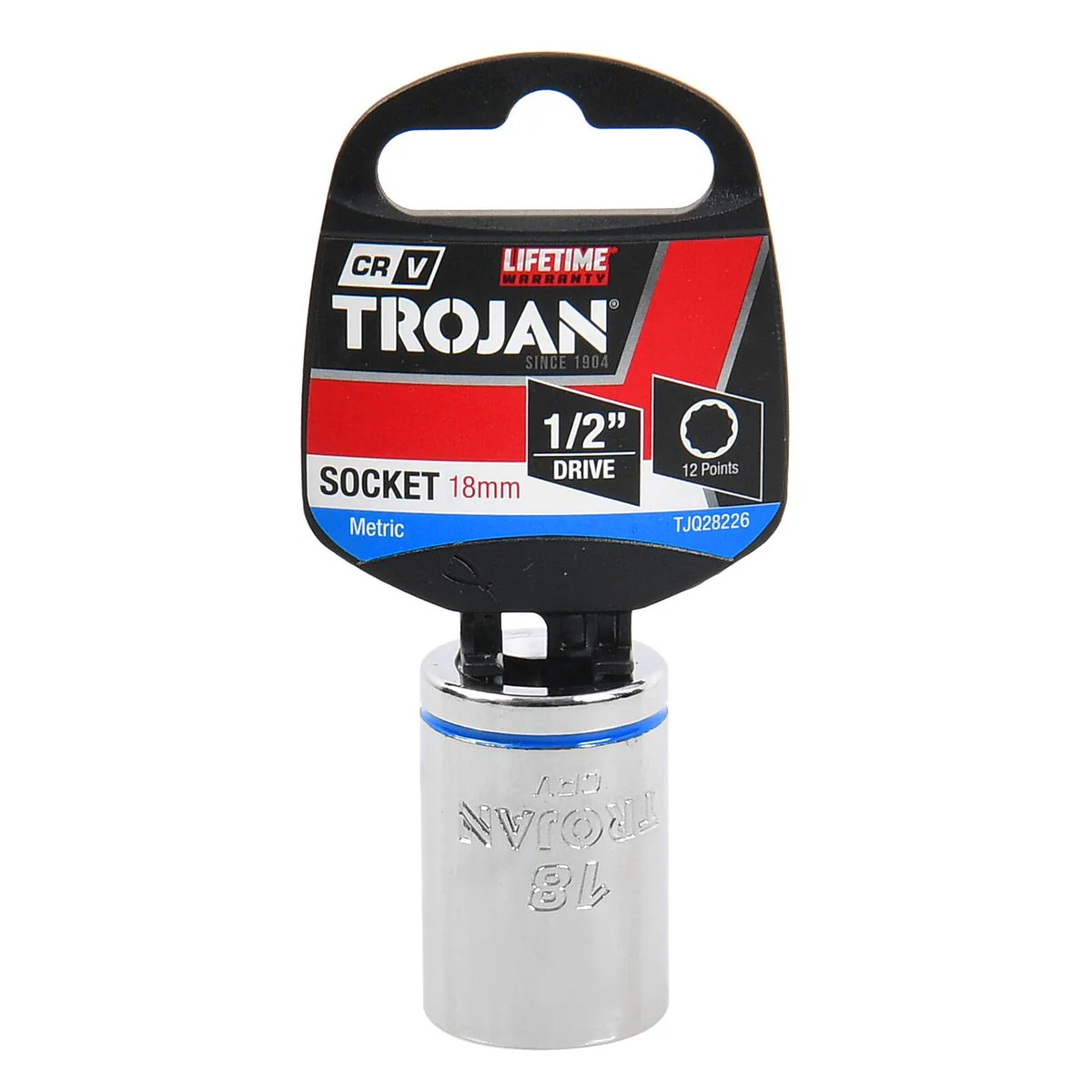 Trojan 18mm Socket 1/2" Drive - Chrome Vanadium - Durable - 12-Point Design - Image 2