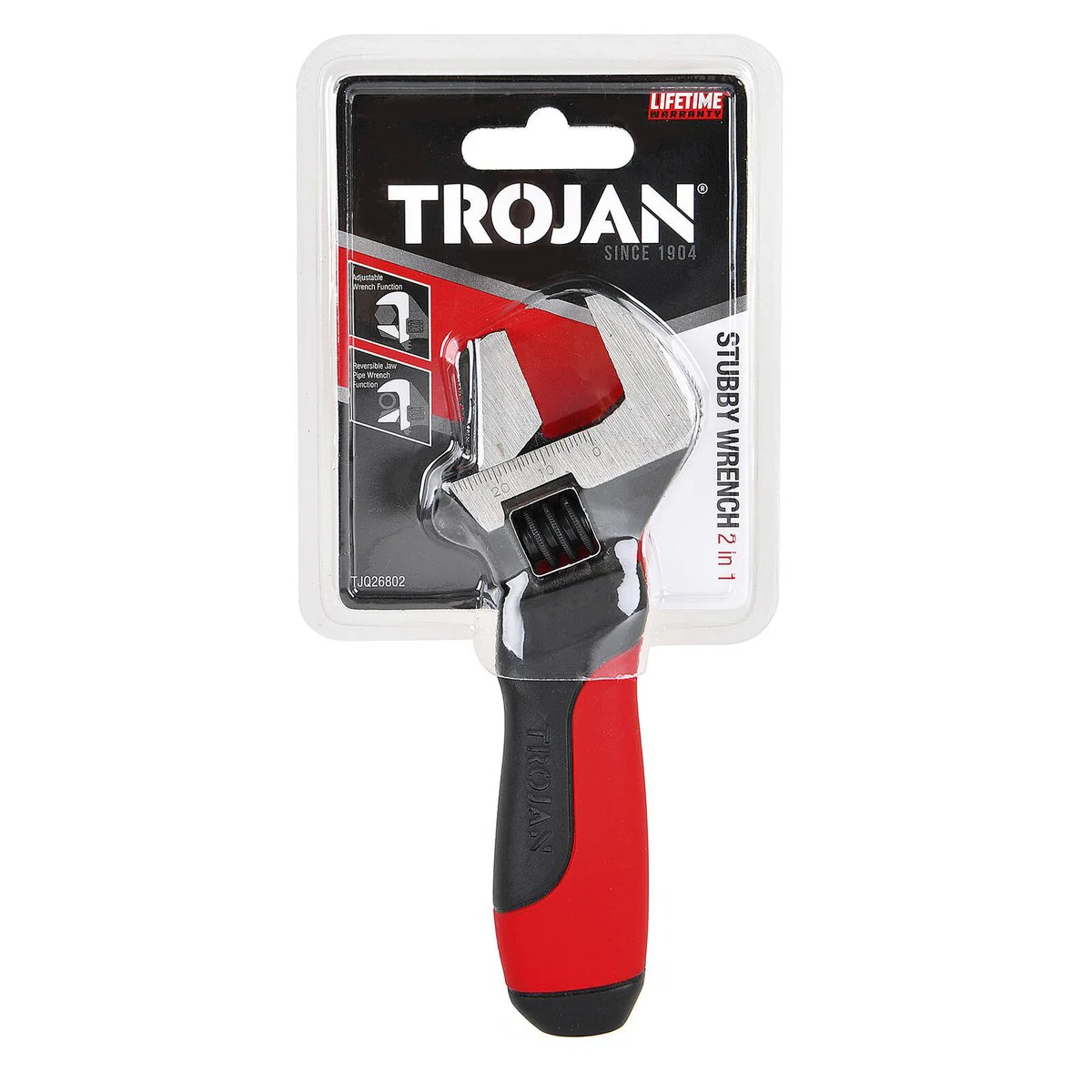Trojan 2 in 1 Stubby Wrench - Adjustable & Pipe Wrench - 150mm x 50mm x 200mm - Durable Chrome Vanadium Steel - Ergonomic Anti-Slip Handle - Image 3