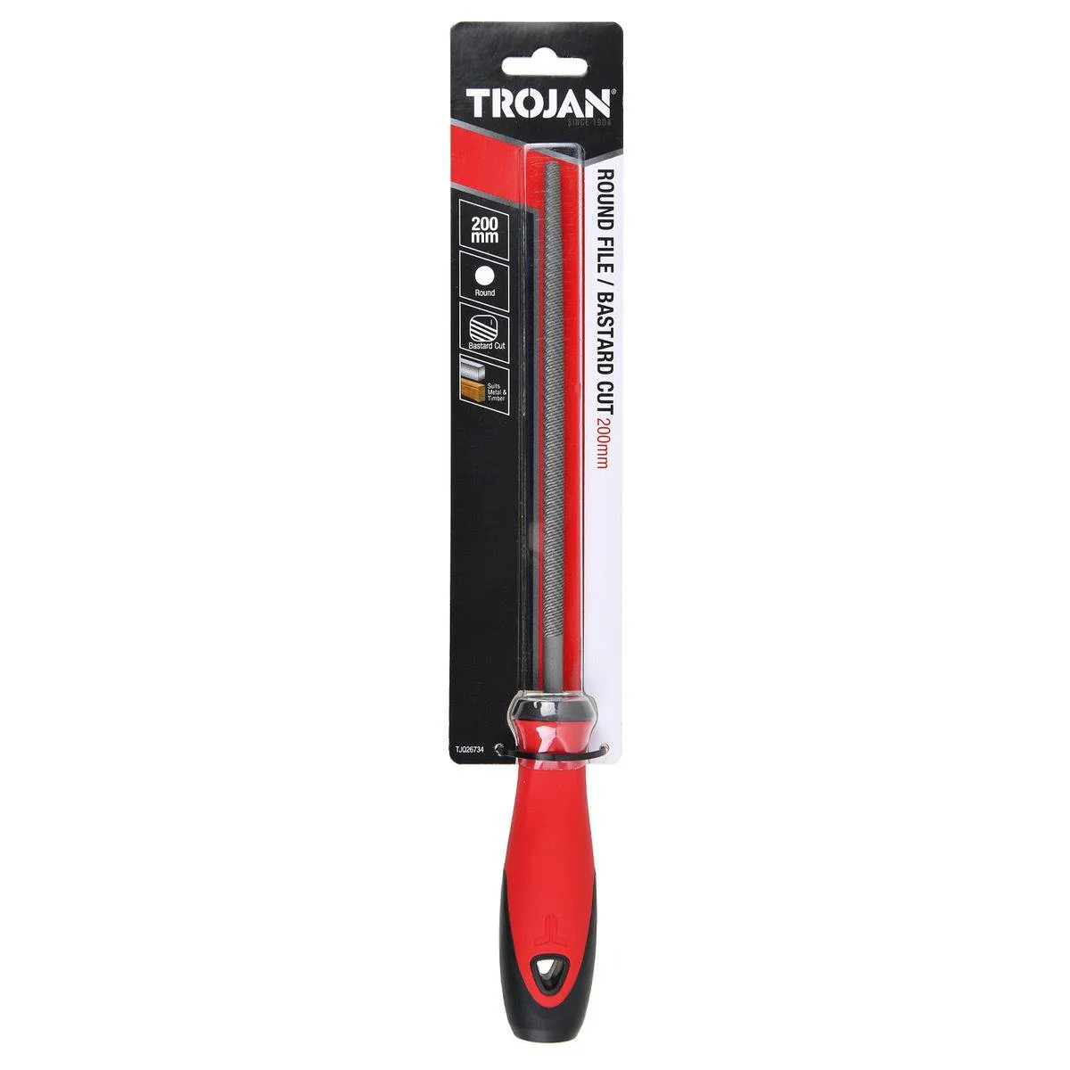Trojan 200mm Bastard Cut Round File - Versatile Shaping Tool - Lightweight