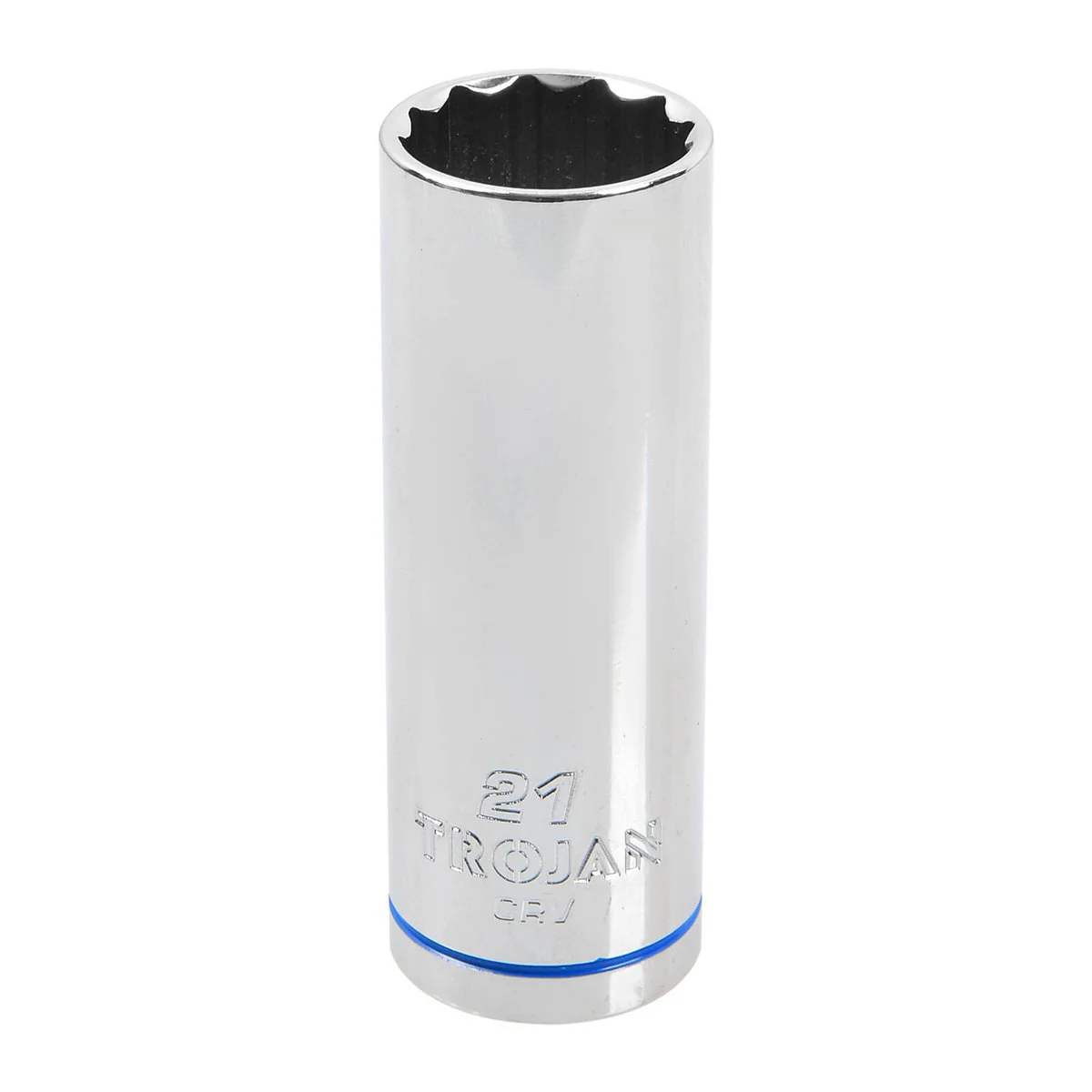 Trojan 21mm Deep Socket 1/2" Drive - Chrome Vanadium - 12-Point Design