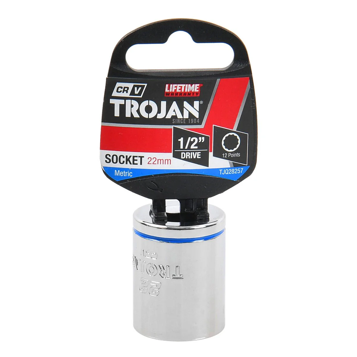 Trojan 22mm Socket 1/2 Drive - Polished Chrome Vanadium - 12 Point Design - Lifetime Warranty - Image 2