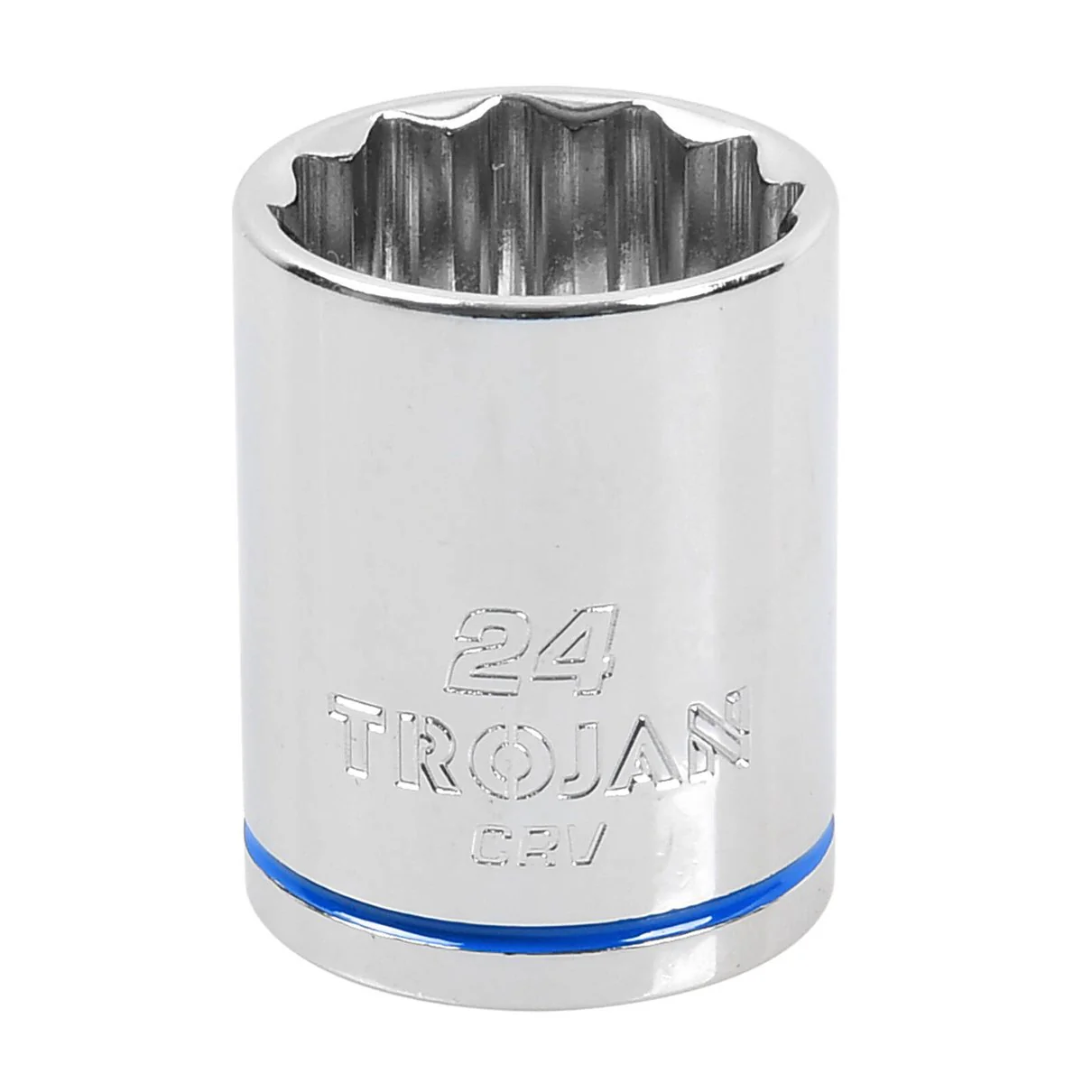 Trojan 24mm Socket 1/2" Drive - Polished Chrome Vanadium - 12 Point Design - Lifetime Warranty
