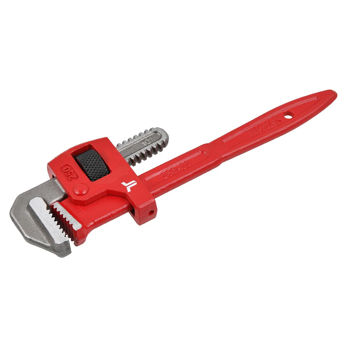 Trojan 250mm Pipe Wrench - Red and Silver - Durable Drop Forged Steel - Image 2