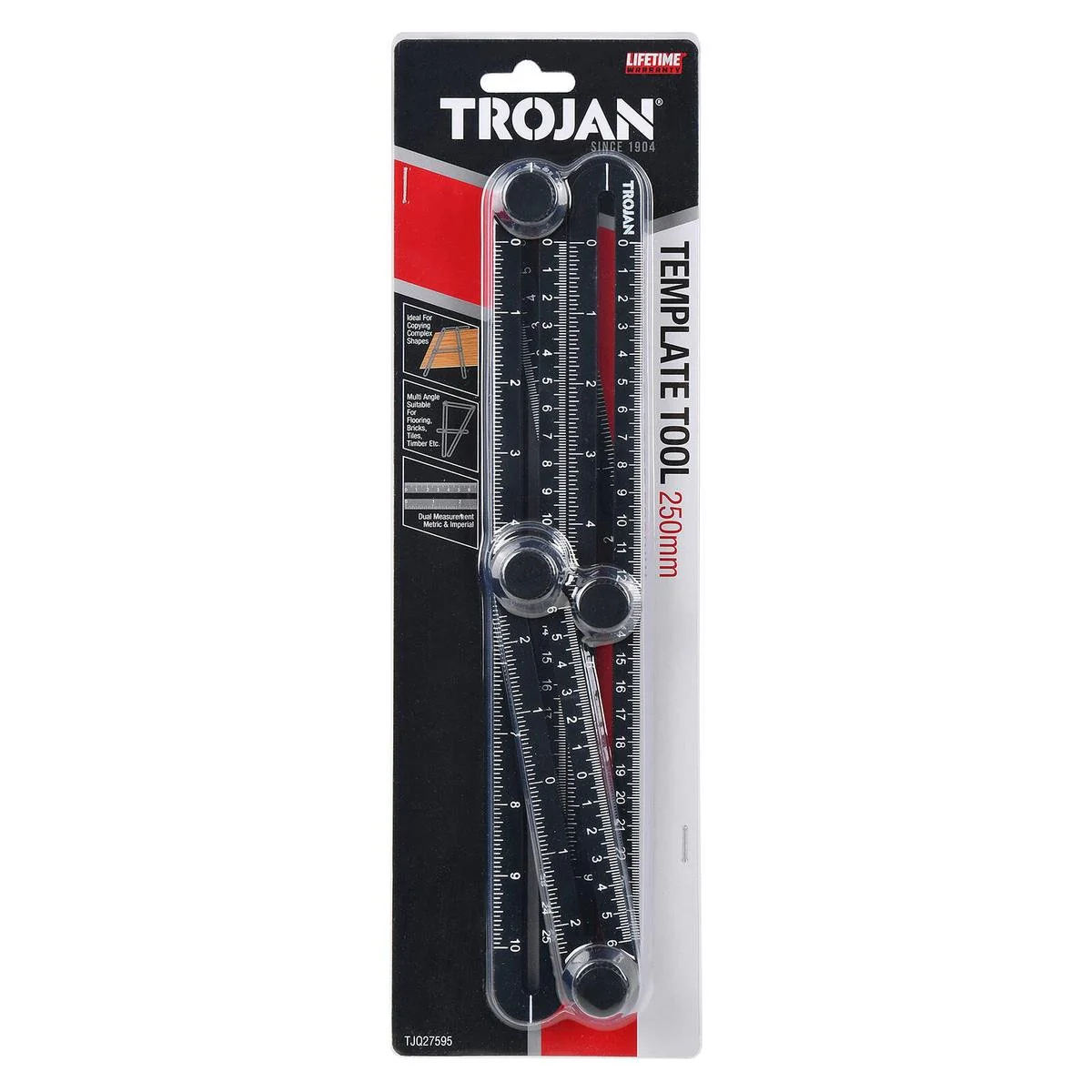 Trojan 250mm Template Tool - Dual Graduations - Lightweight - Tool-Free Adjustment