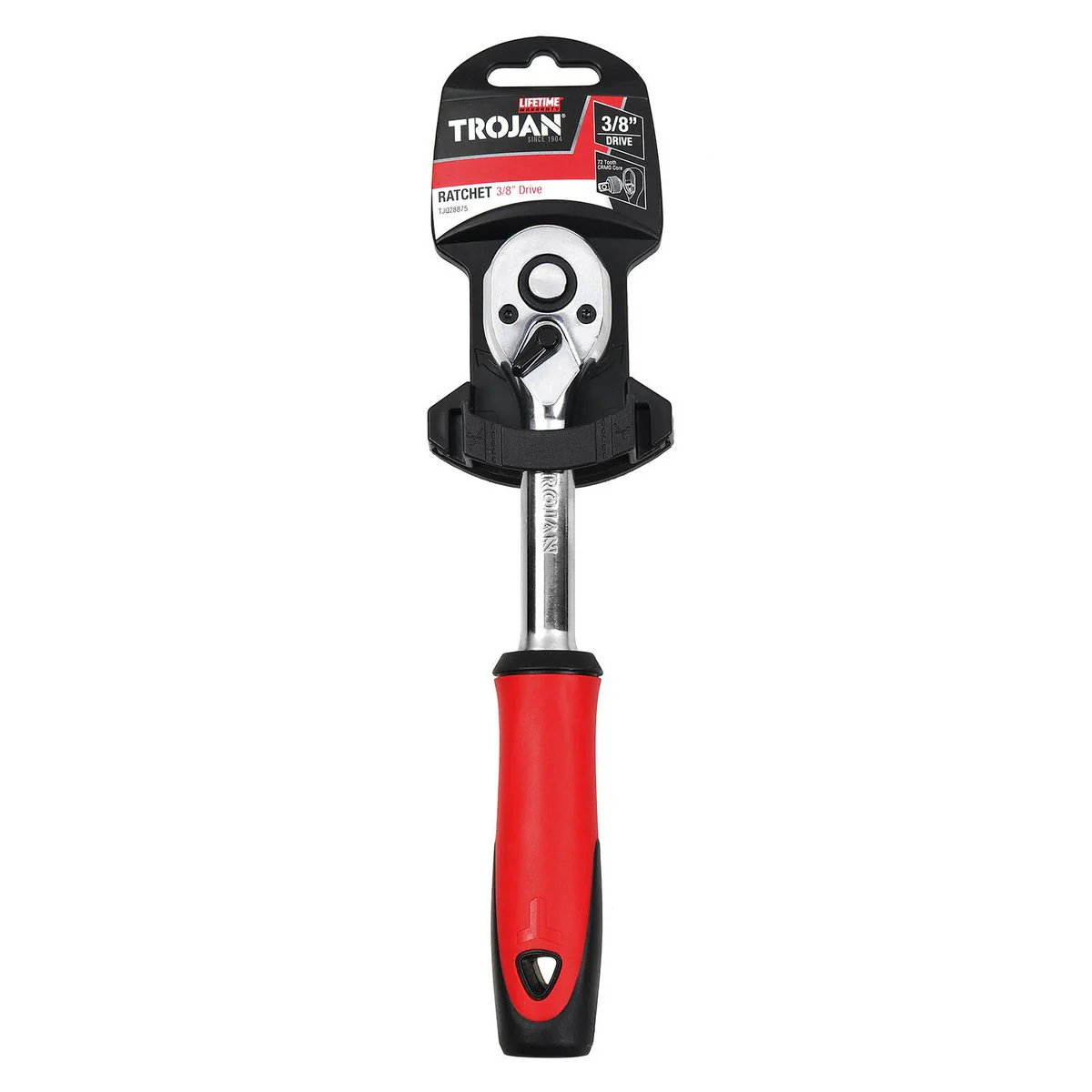 Trojan 3/8" Drive Ratchet with Grip - 72 Tooth Mechanism - Durable CR-MO - Image 3