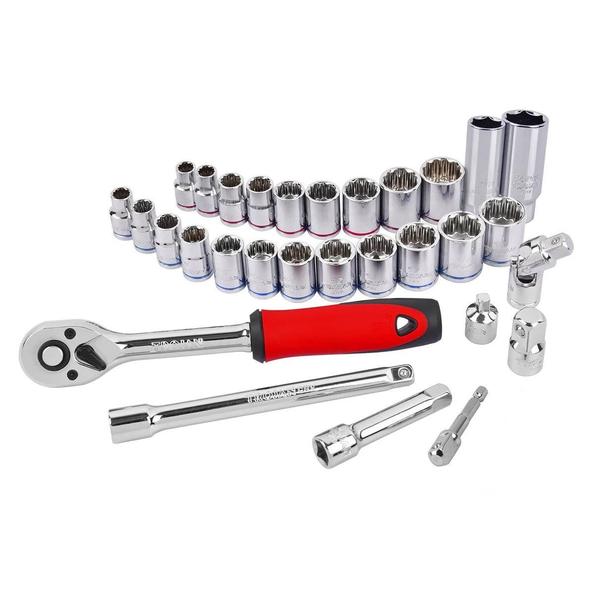 Trojan 30 Piece 3/8" Socket Tin Set - Metric & Imperial Sockets - Durable - Image 2