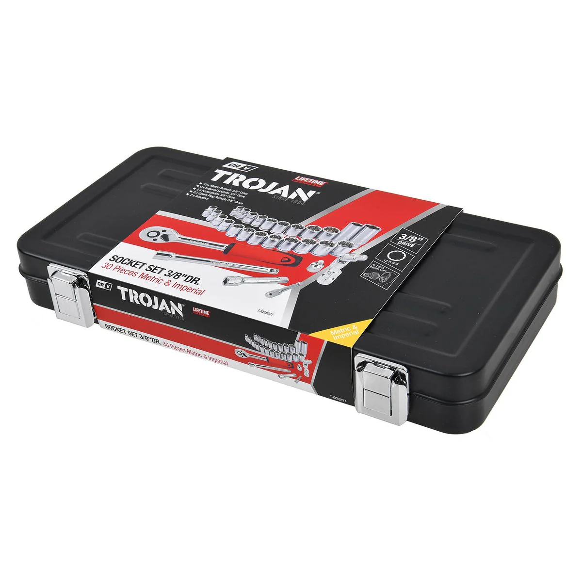 Trojan 30 Piece 3/8" Socket Tin Set - Metric & Imperial Sockets - Durable - Image 4