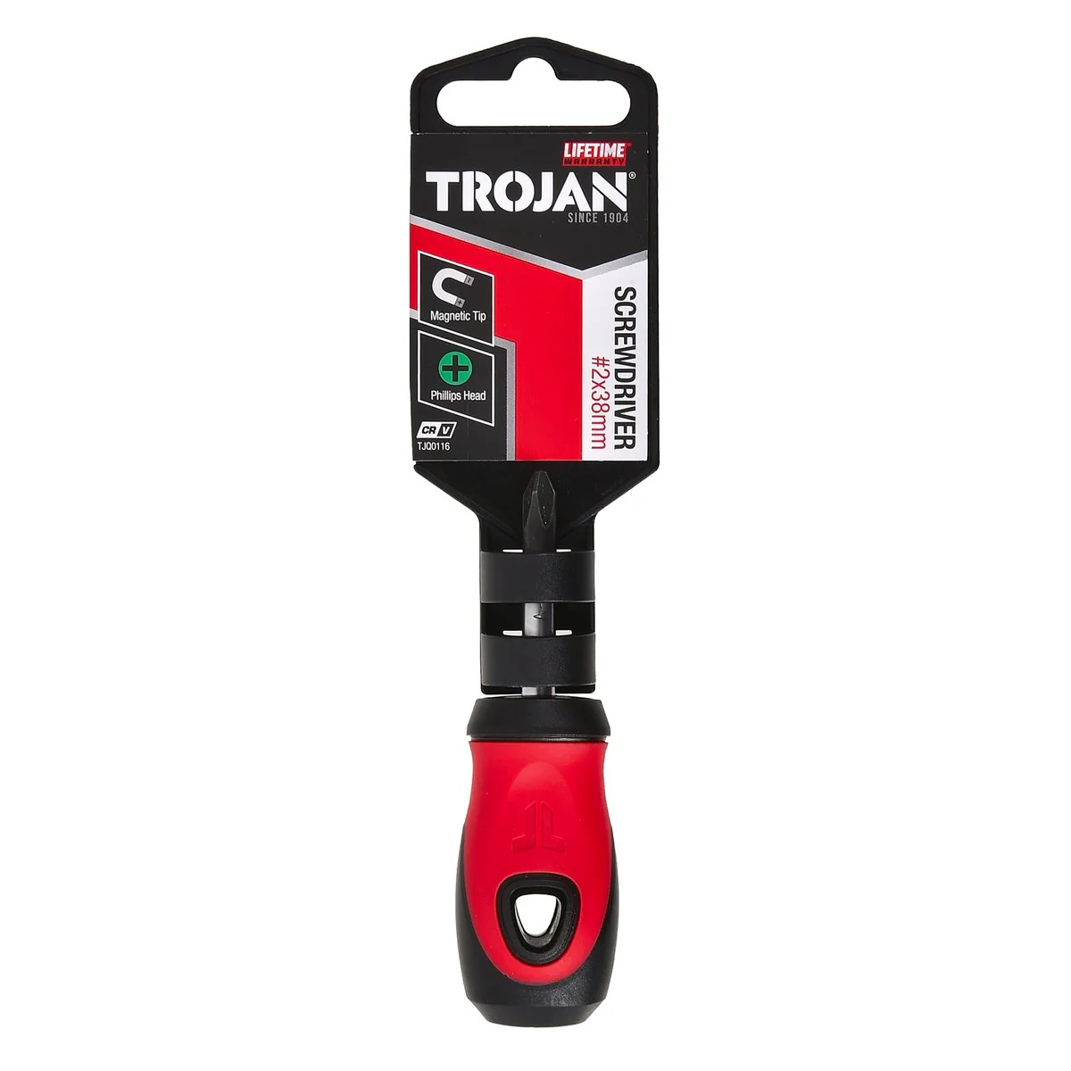 Trojan 38mm No 2 Phillips Screwdriver - Magnetic Tip - Red and Black - Image 5