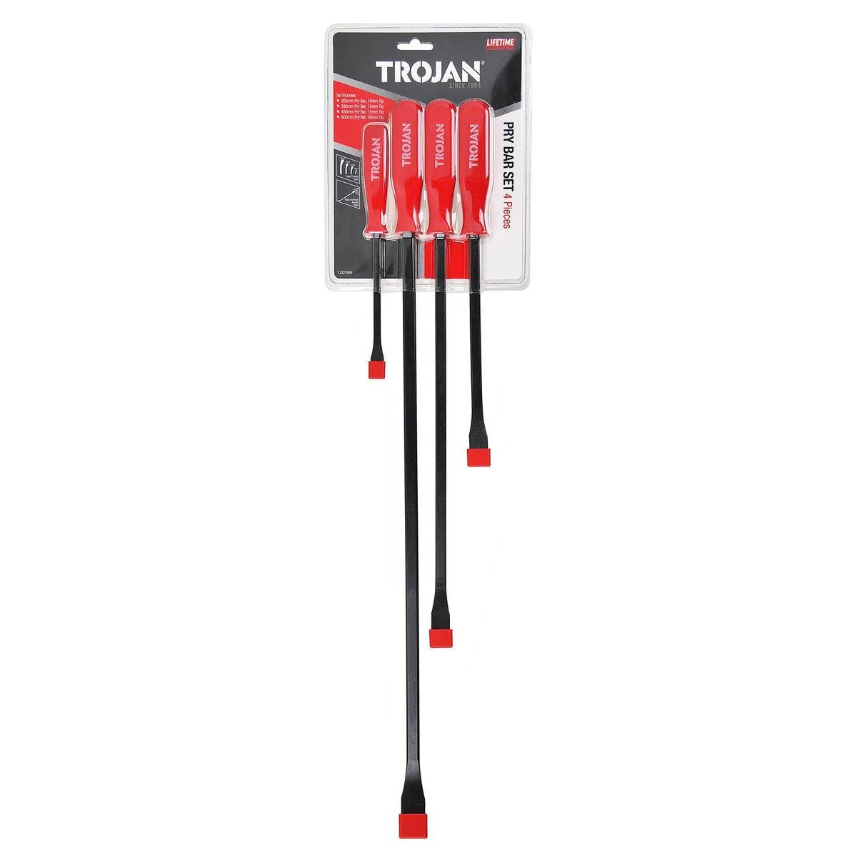 Trojan 4 Piece Pry Bar Set - 205mm, 295mm, 450mm, 600mm - Durable, High Leverage