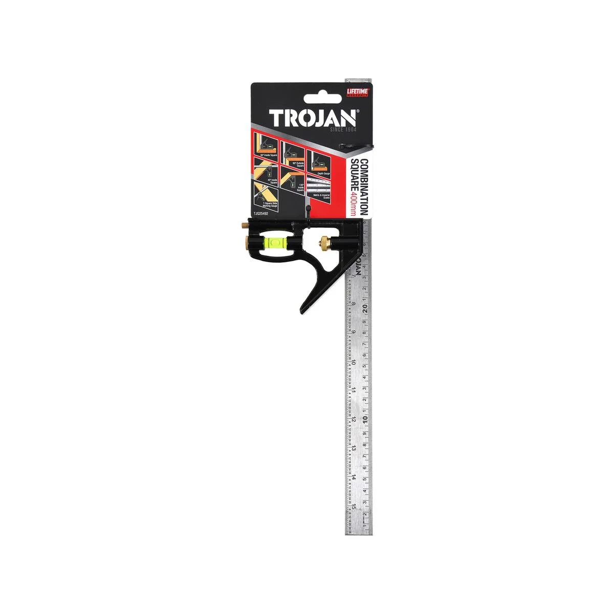 Trojan 400mm Stainless Steel Combination Square - Precision Tool - Durable