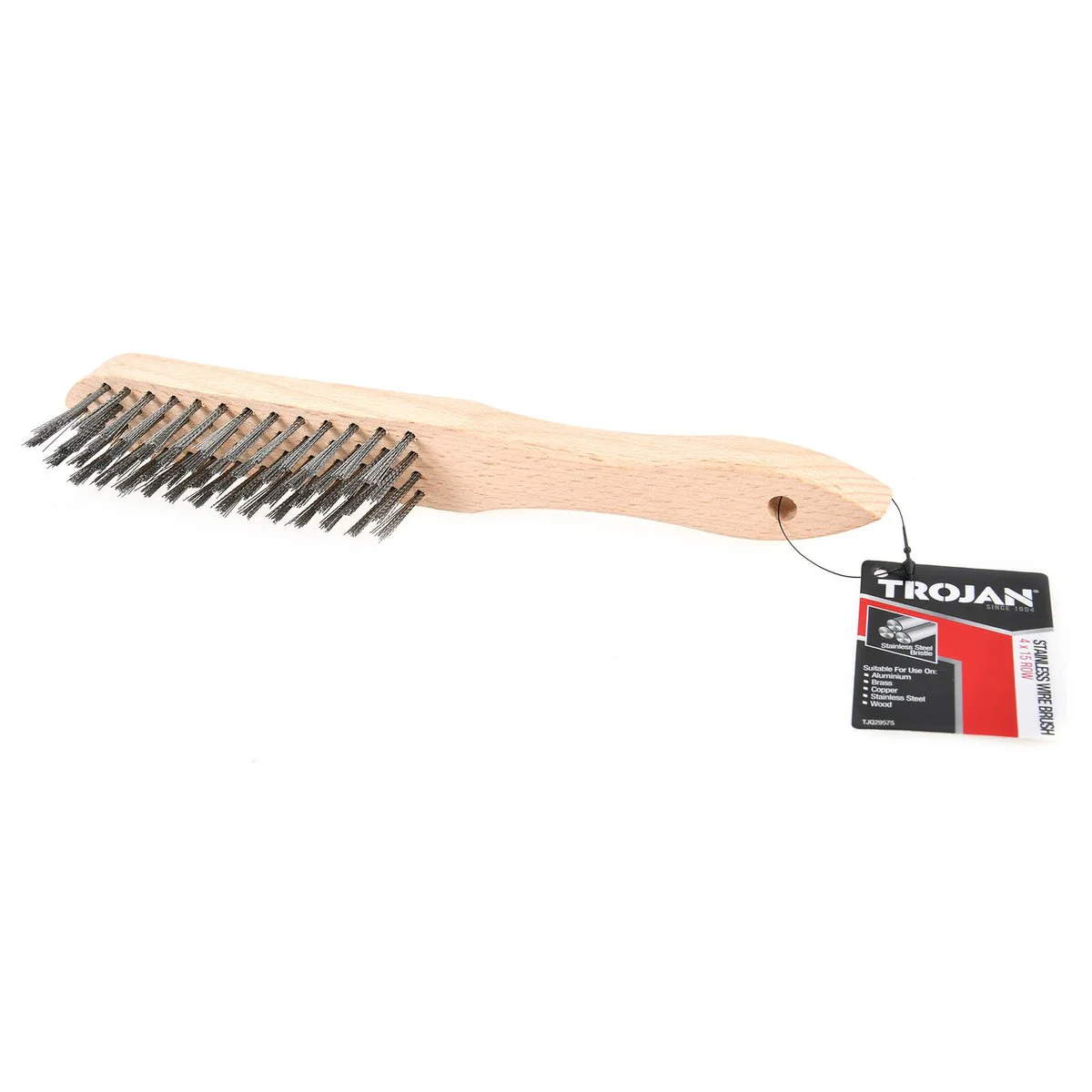Trojan 4x15 Row Stainless Steel Wire Brush - 30mm x 285mm - Deburring, Rust Removal - Image 2