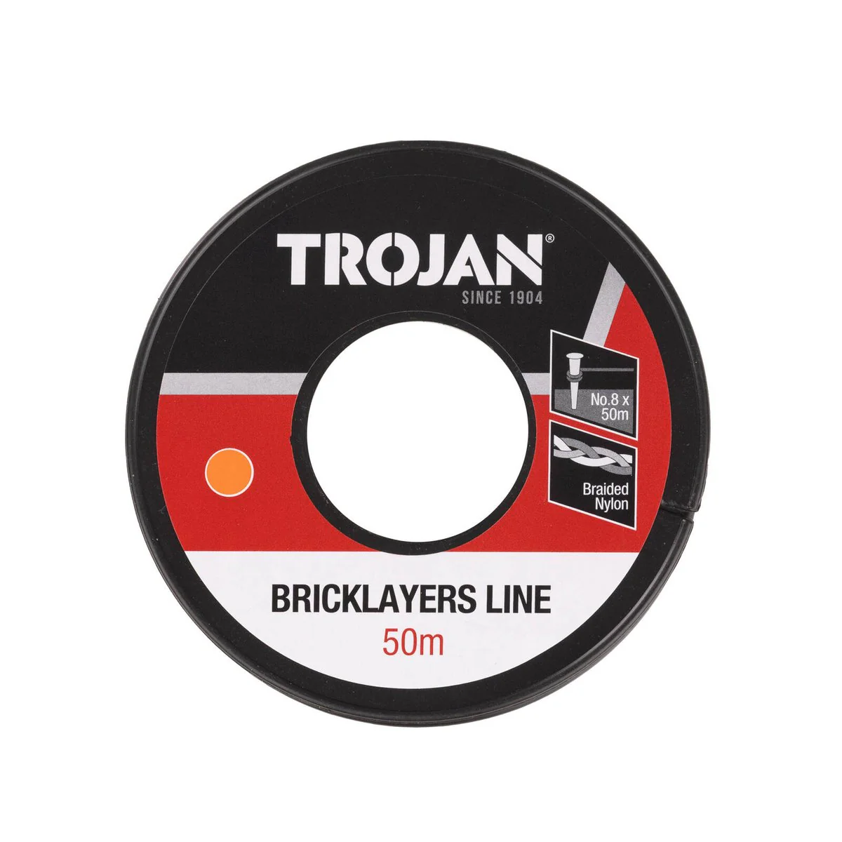 Trojan 50m Brickline - Fluorescent Orange - Durable Nylon Marking Line - Image 2