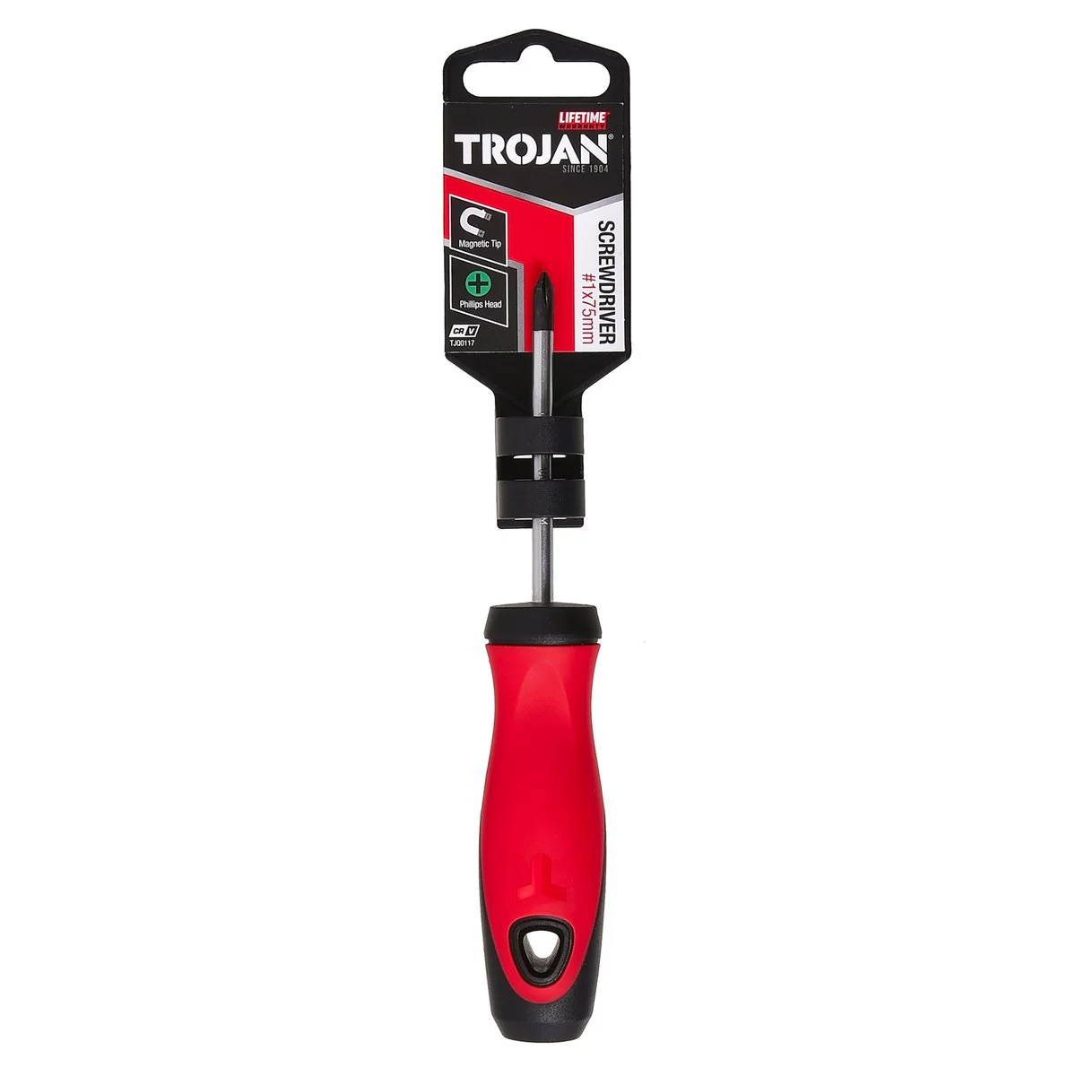 Trojan 75mm No 1 Phillips Screwdriver - Magnetic Tip - Red and Black - Image 5