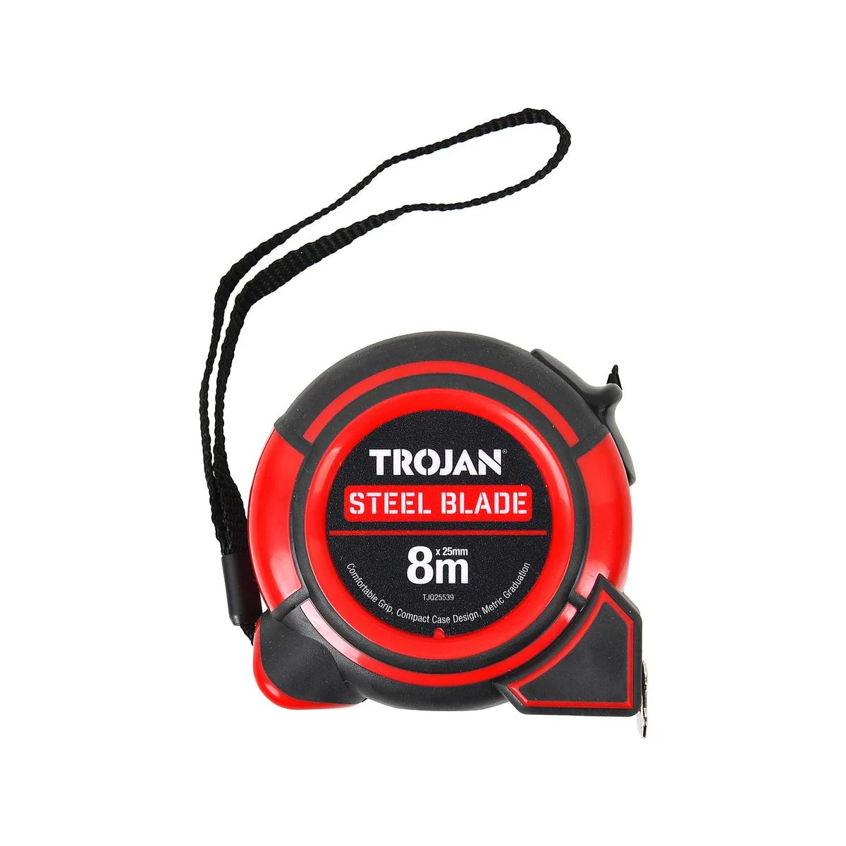 Trojan 8m Tape Measure - Durable Nylon Blade - Double-Sided Graduation