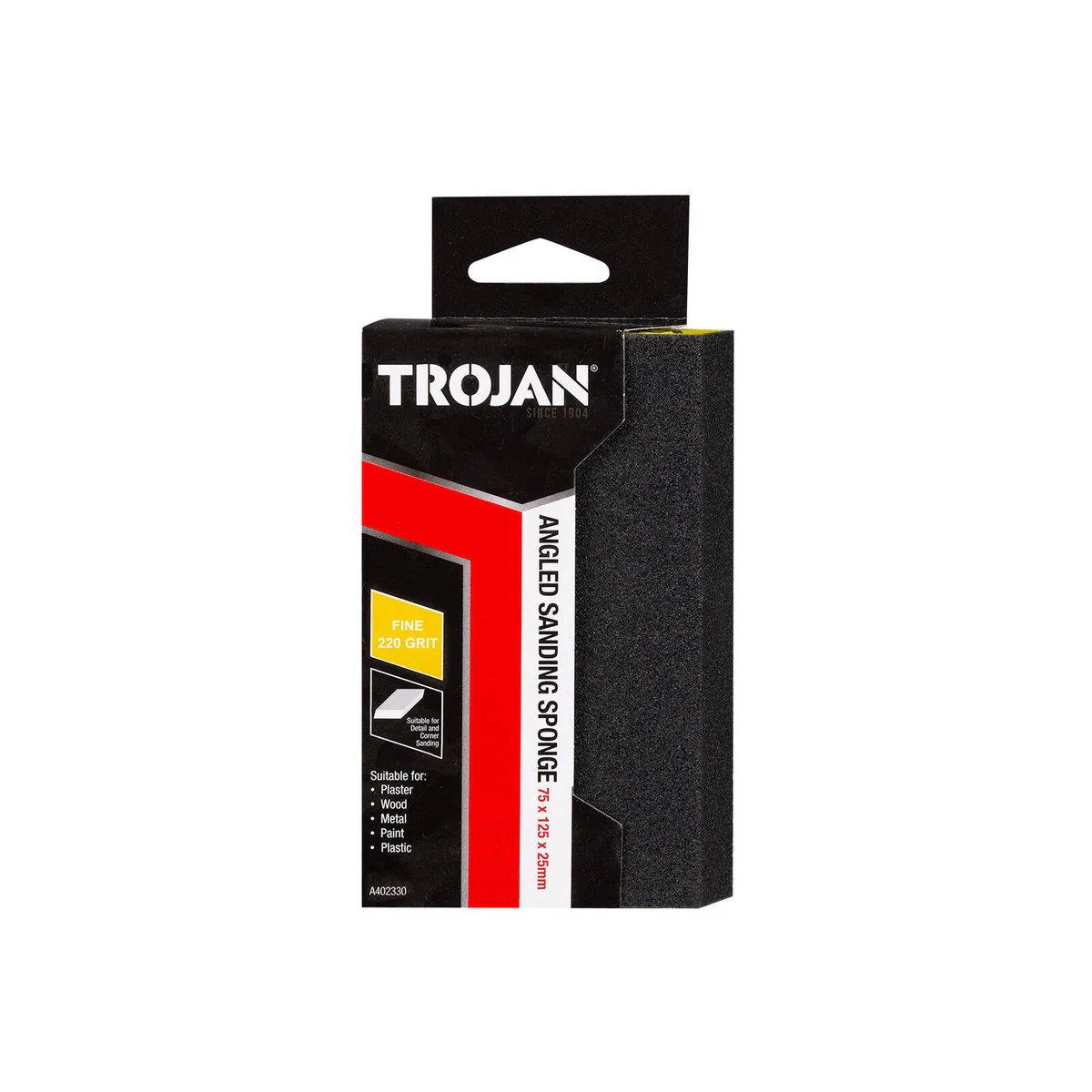 Trojan Angled Sanding Sponge - 64 x 127 x 25mm - Foam - Wet or Dry