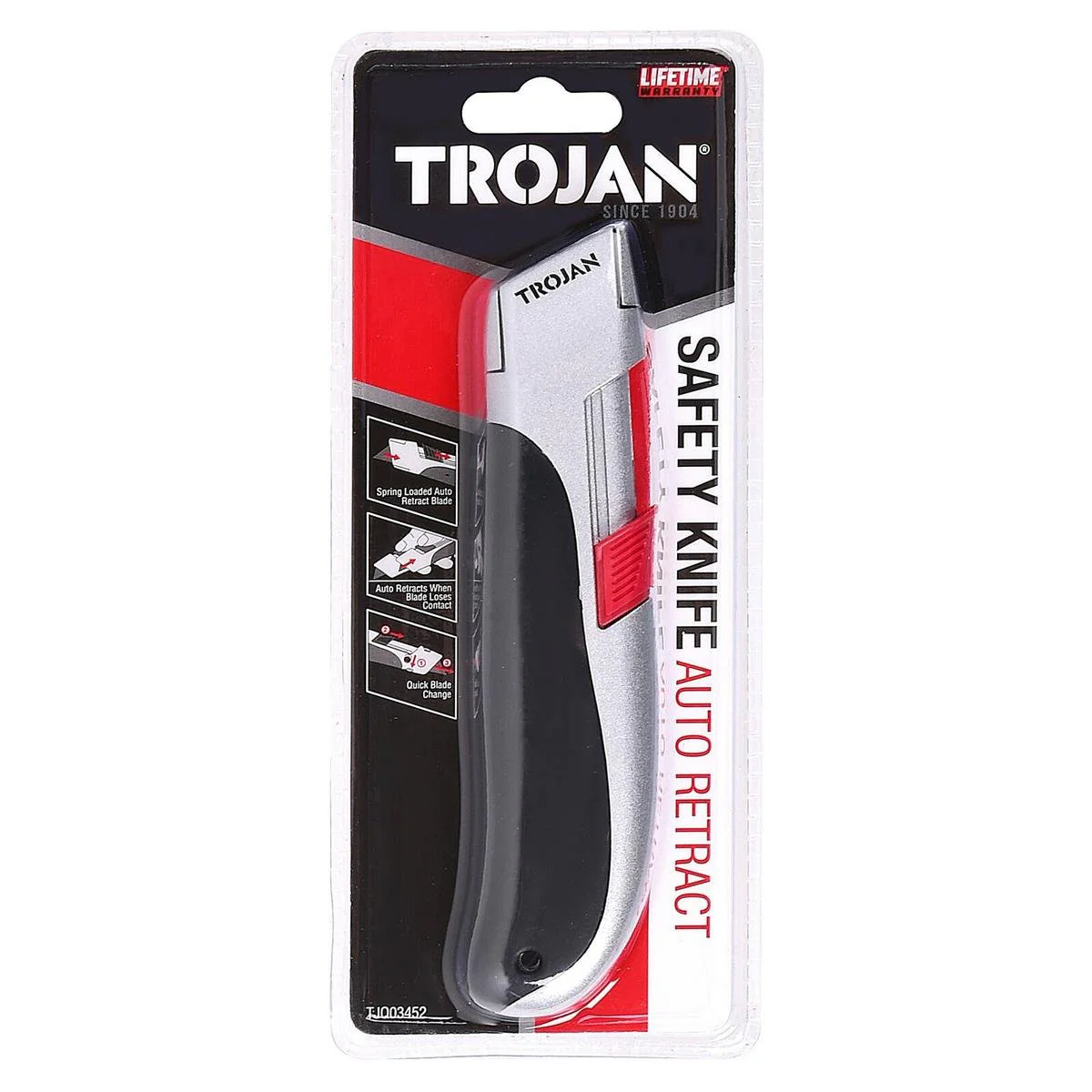 Trojan Auto Retract Safety Knife - 78mm - Spring Loaded - DIY Use
