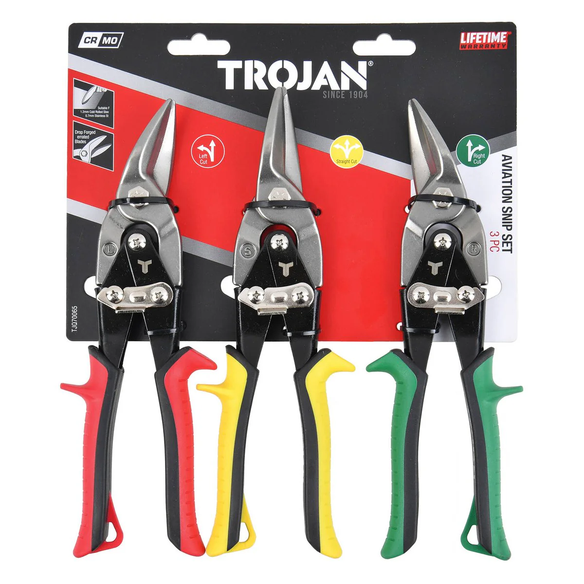 Trojan Aviation Snip Set - 3 Piece - 1.2mm Cutting Capacity - Steel Blades