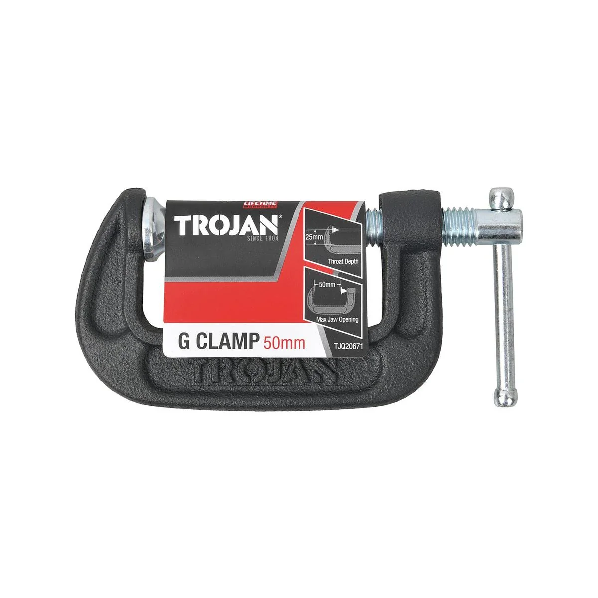 Trojan G Clamp - 50mm - Chrome Plated - 380kg Clamping Force