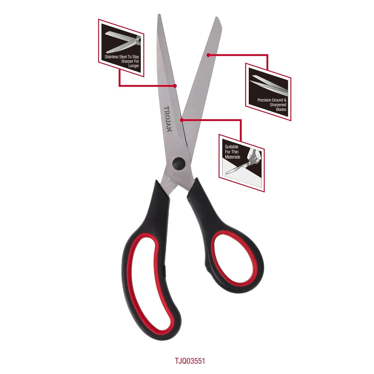 Trojan General Purpose Scissors - 240mm - Stainless Steel - DIY Use - Image 2