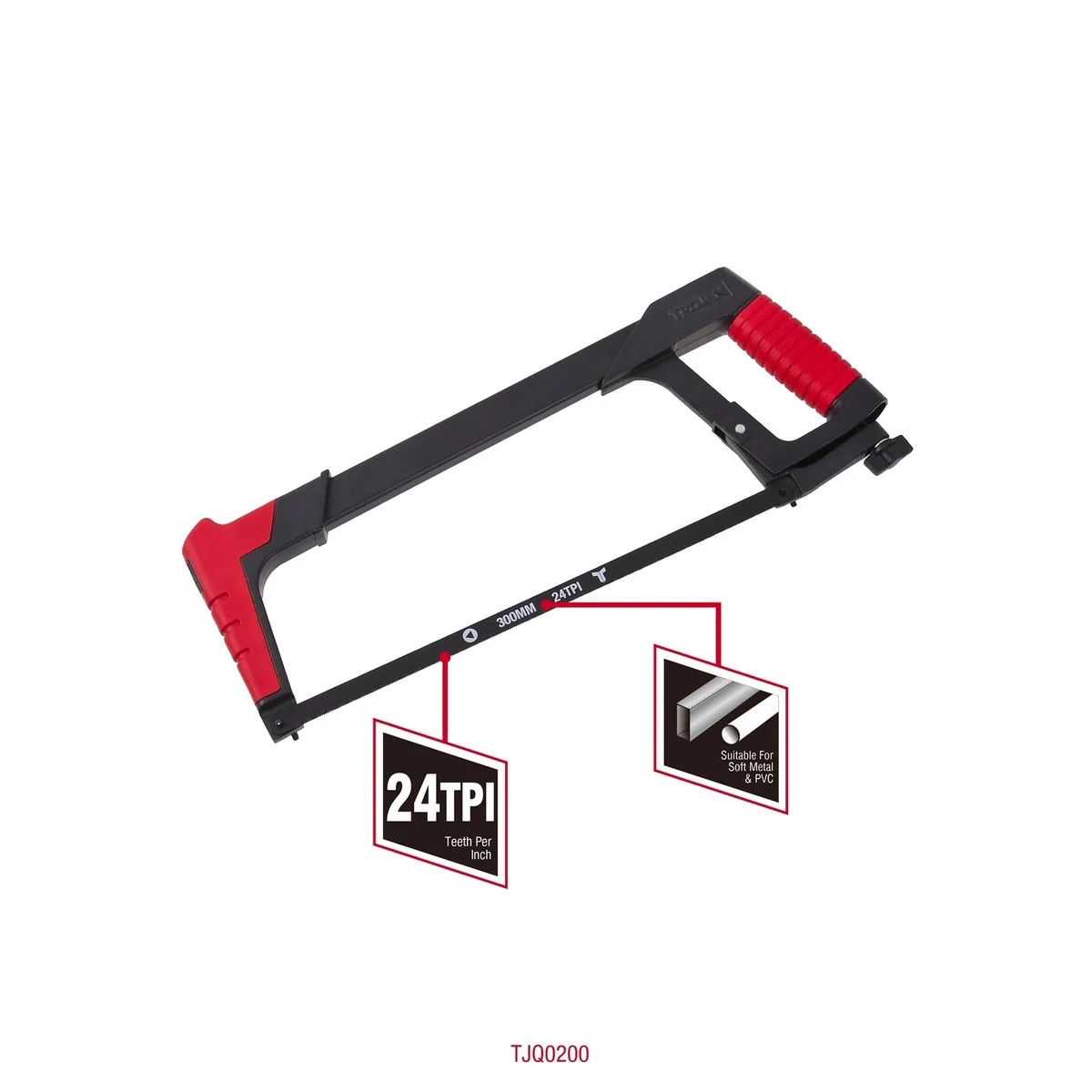 Trojan Hack Saw - 300mm - Soft Metals & PVC - Easy Tension Adjustment - Image 2