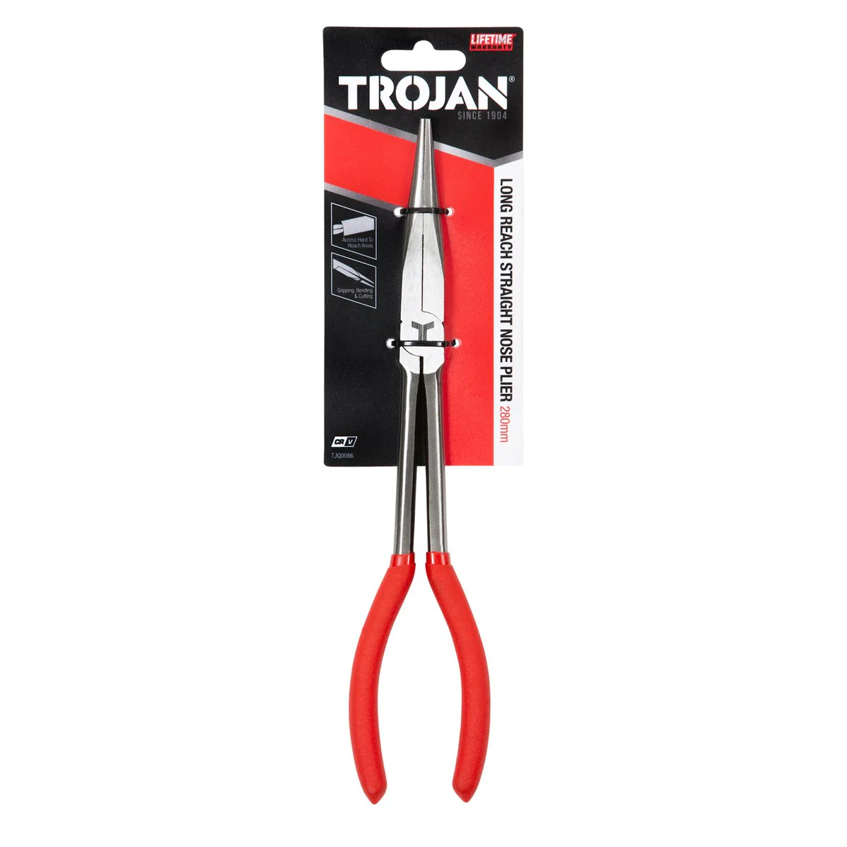 Trojan Long Reach Pliers 280mm - Red and Black - Ergonomic Handles - Image 3