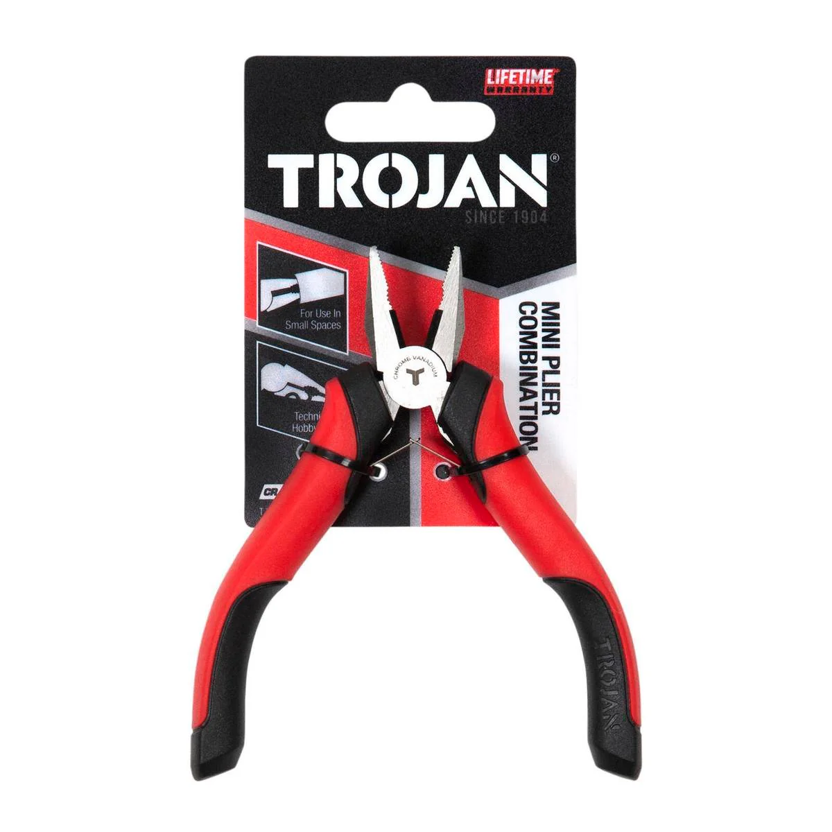 Trojan Mini Combination Plier - 57mm x 115mm - Red and Black