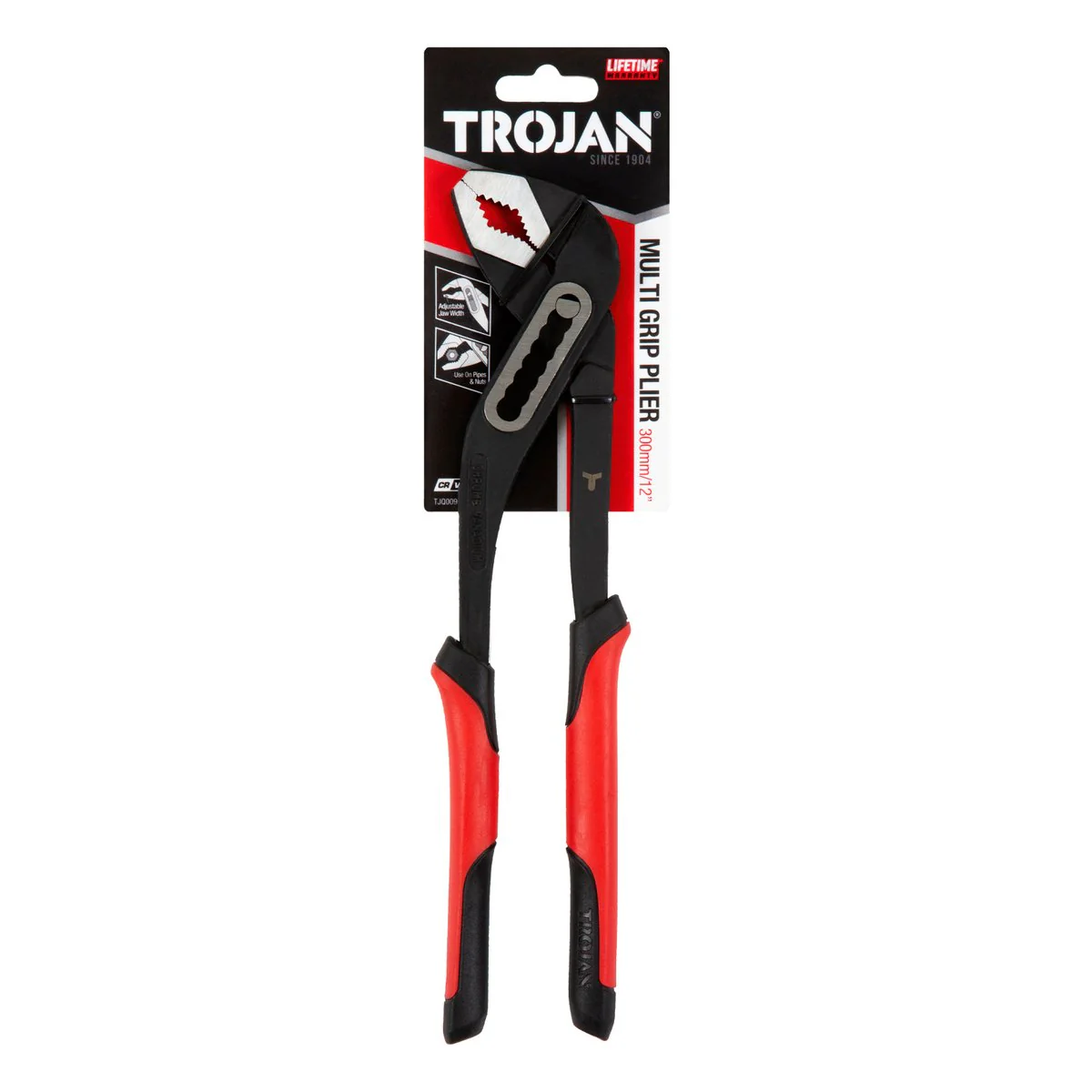 Trojan 300mm Multigrip Plier - Red and Black - Chrome Vanadium Steel - Image 2