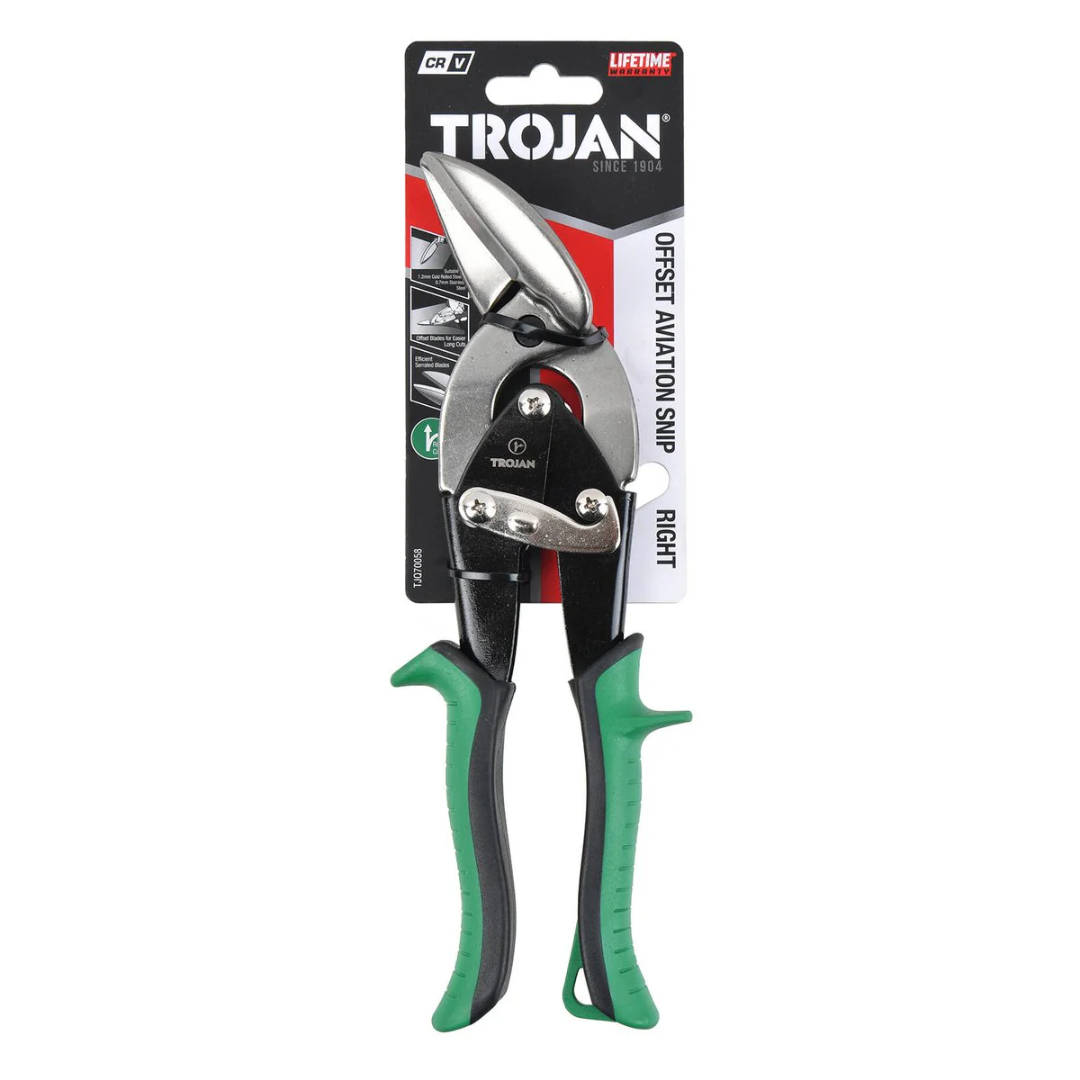 Trojan Offset Aviation Snip Right - 1.2mm Cutting Capacity - Steel - Versatile Tool