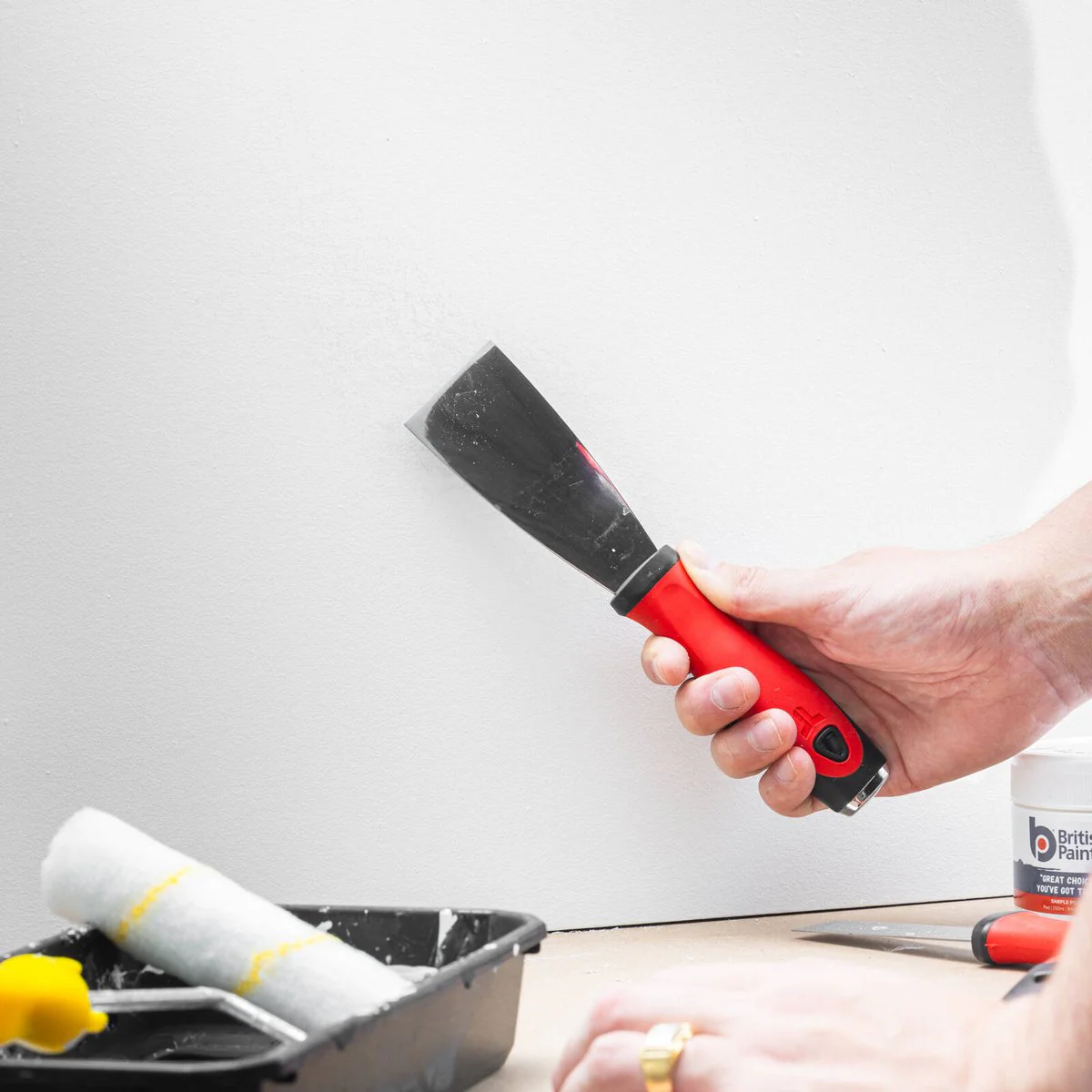 Trojan Paint Scraper - 50mm - Stainless Steel - Soft Grip Handle - Image 2