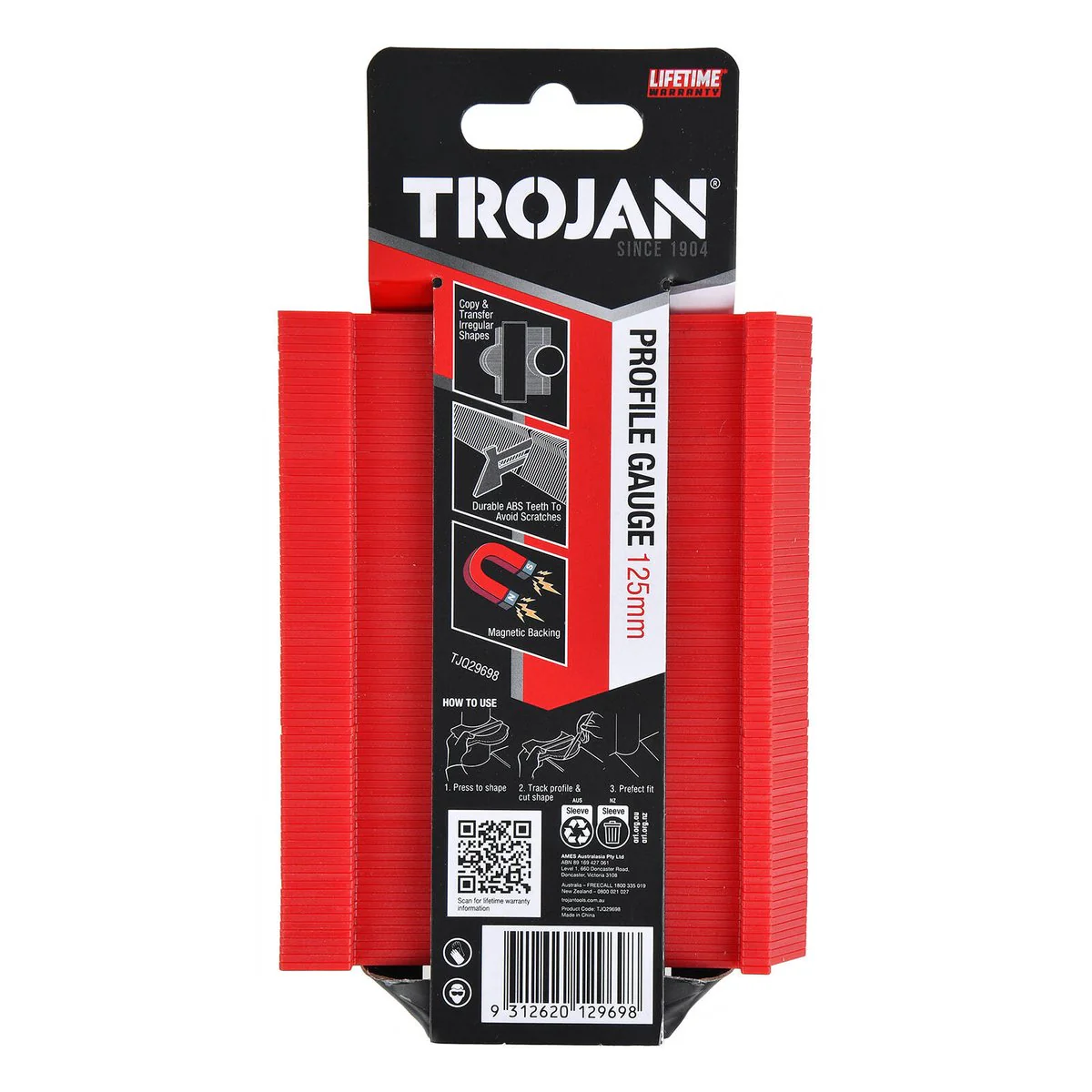 Trojan Profile Gauge - 125mm - Durable ABS - Magnetic Back - Lifetime Warranty