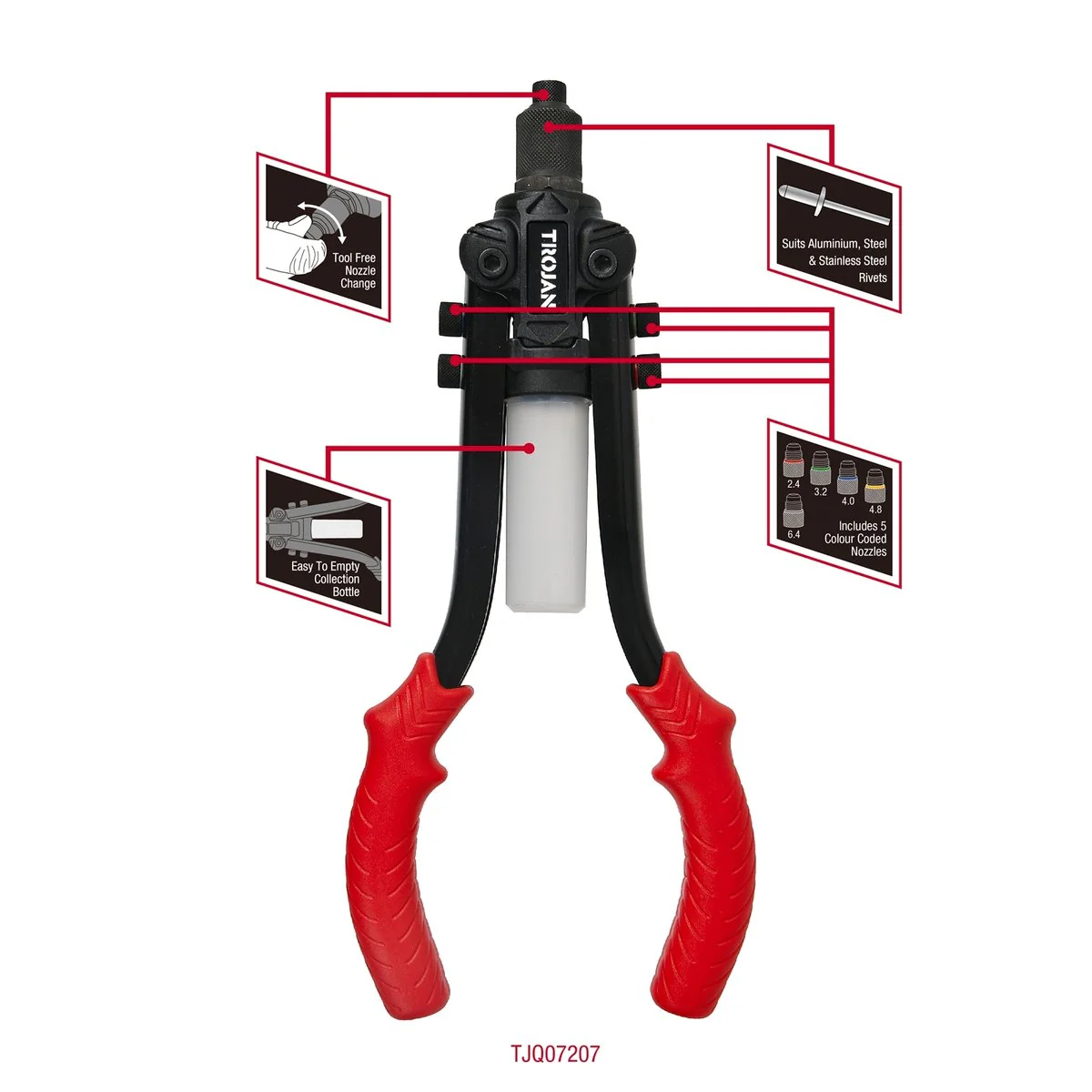 Trojan Rivet Gun - 13 Inch - Aluminium/Steel/Stainless Steel - DIY Use - Image 2