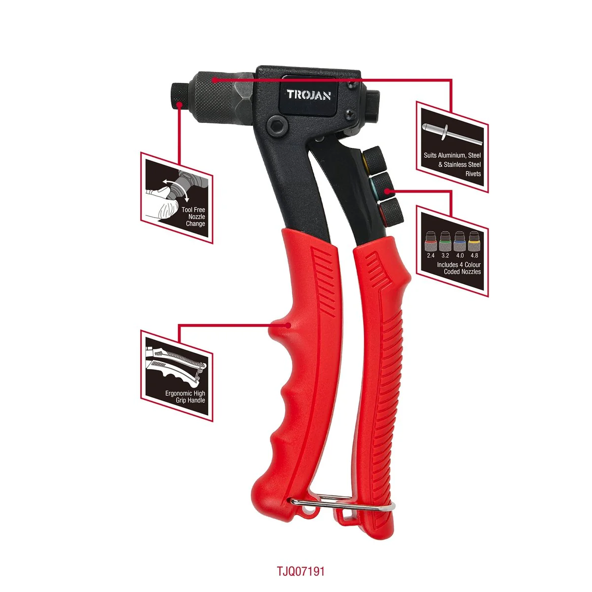 Trojan Rivet Gun - 8 Inch - Aluminium/Steel/Stainless Steel - DIY Use - Image 2