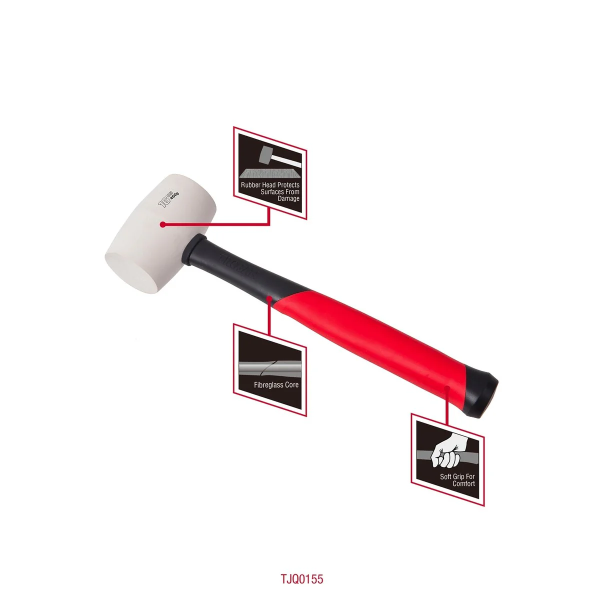 Trojan 16oz 450g Fibreglass Rubber Mallet - White - Durable Tool - Image 4