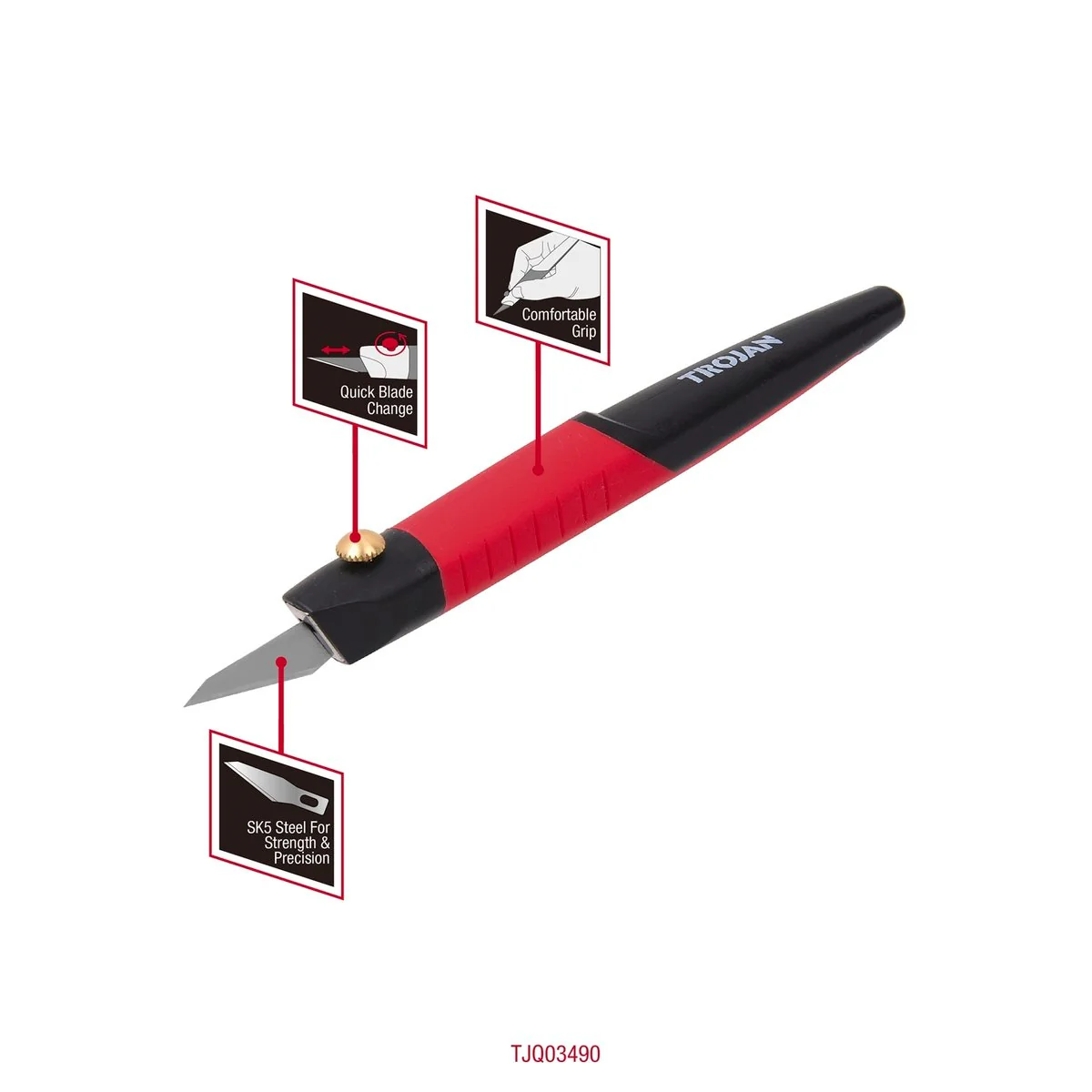 Trojan Scalpel - 140mm - Red and Black - Strong and Precise Cutting - Image 2
