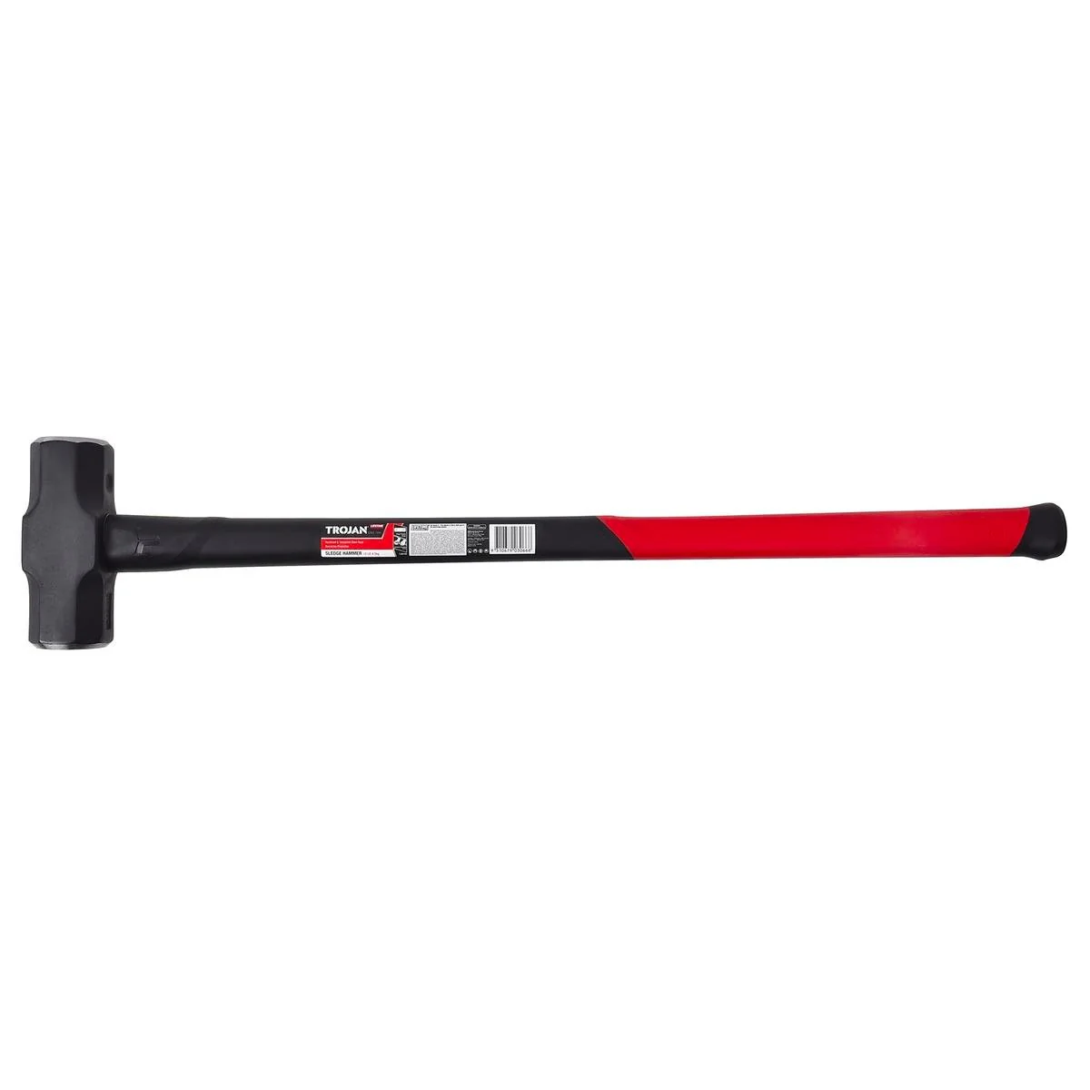 Trojan 10lb Fibreglass Sledge Hammer - Carbon Steel Head - Red and Black