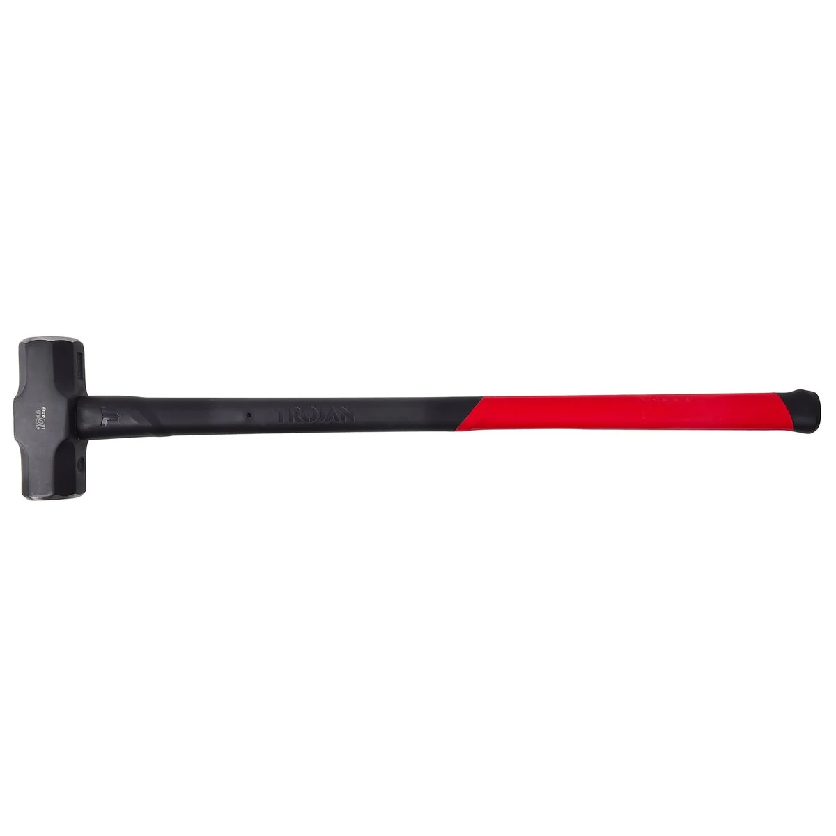 Trojan 10lb Fibreglass Sledge Hammer - Carbon Steel Head - Red and Black - Image 4