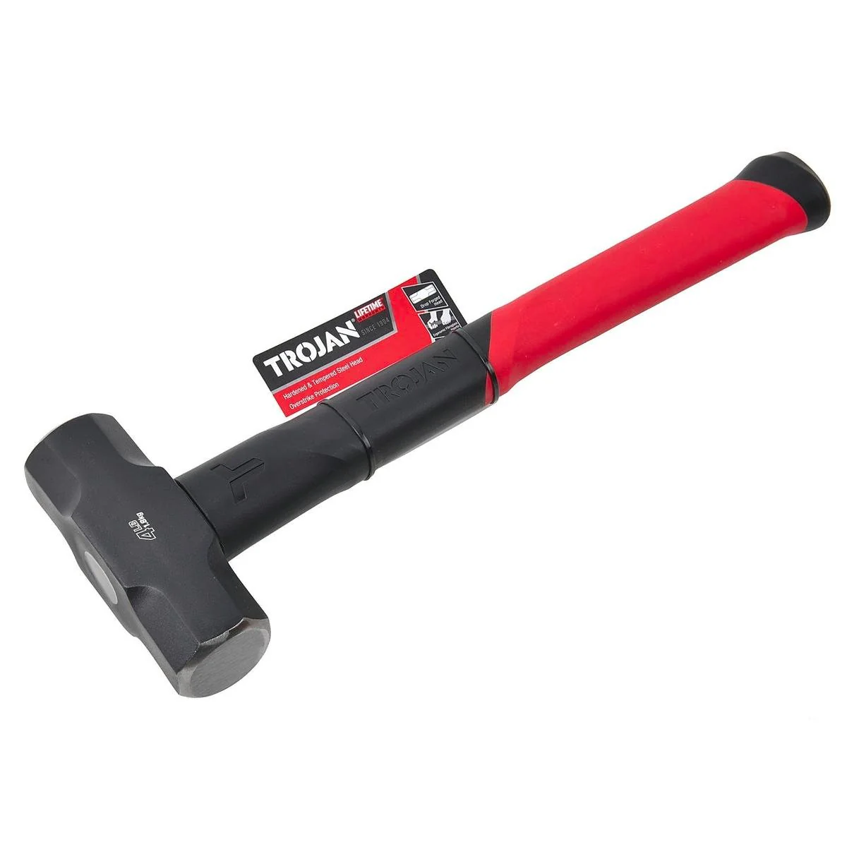 Trojan Fibreglass Sledge Hammer 4lb 1 8kg - Red and Black - TJQ0161