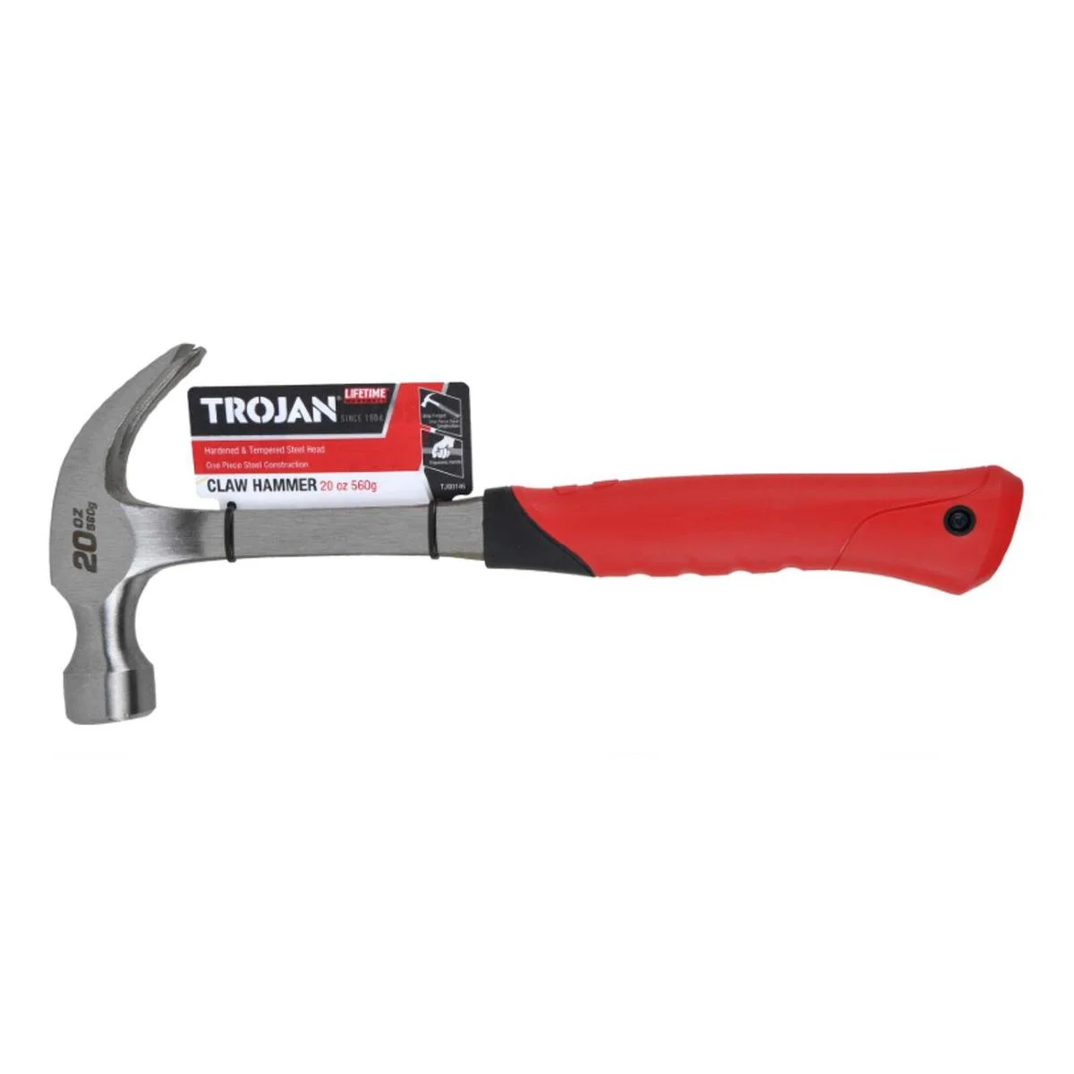 Trojan 20oz Steel Claw Hammer - 560g - Red and Black
