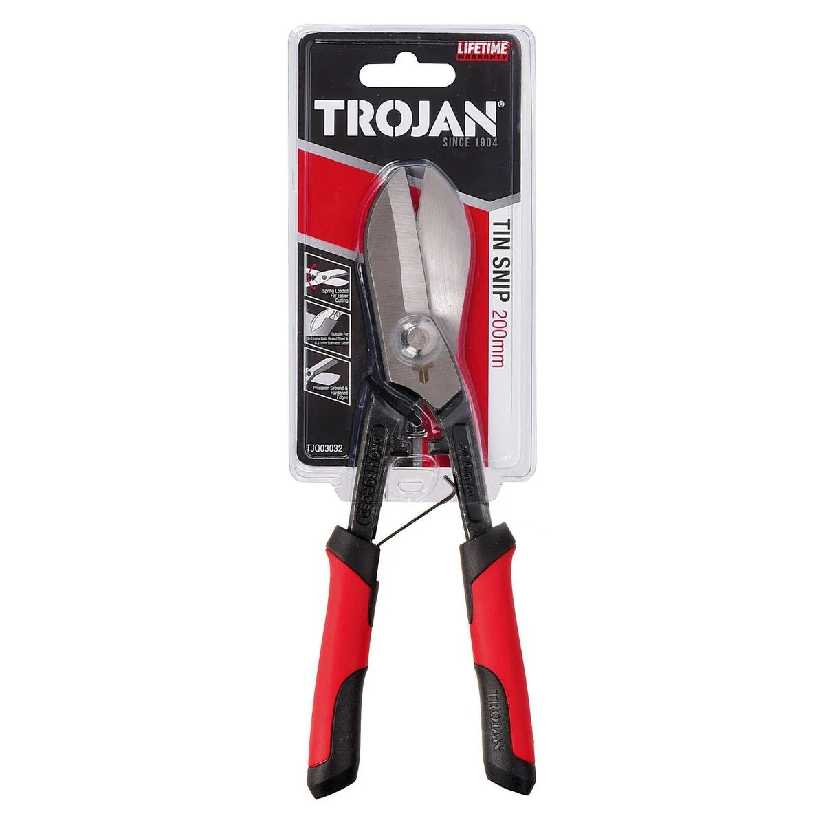Trojan Tin Snips - 200mm - Cold Rolled Steel - Spring Loaded Jaws