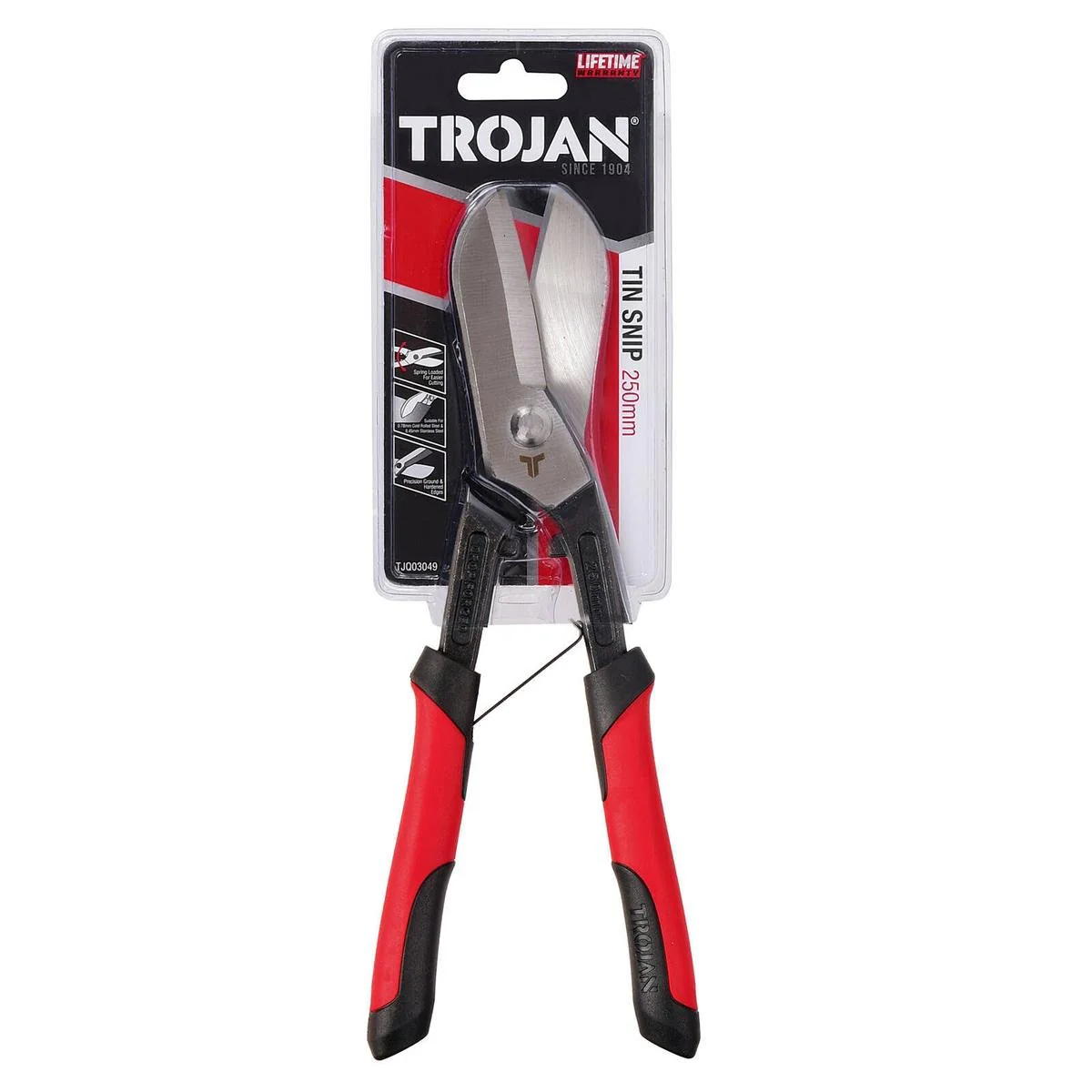 Trojan Tin Snips - 250mm - Steel - Spring Loaded Jaws
