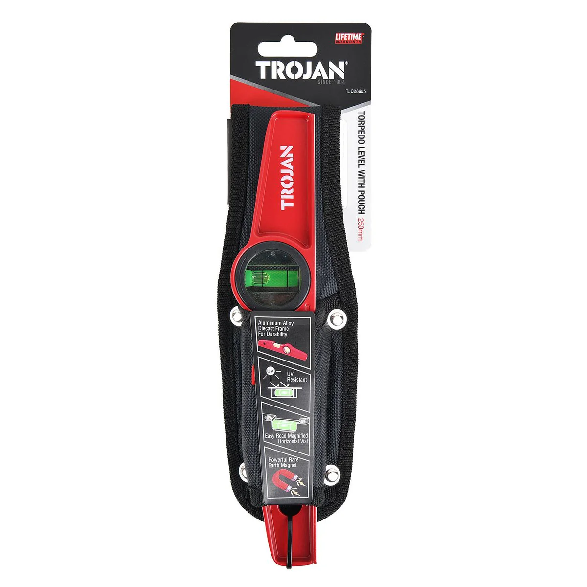 Trojan Torpedo Level with Pouch - 250mm - Durable - Magnetic - Accurate - Image 4