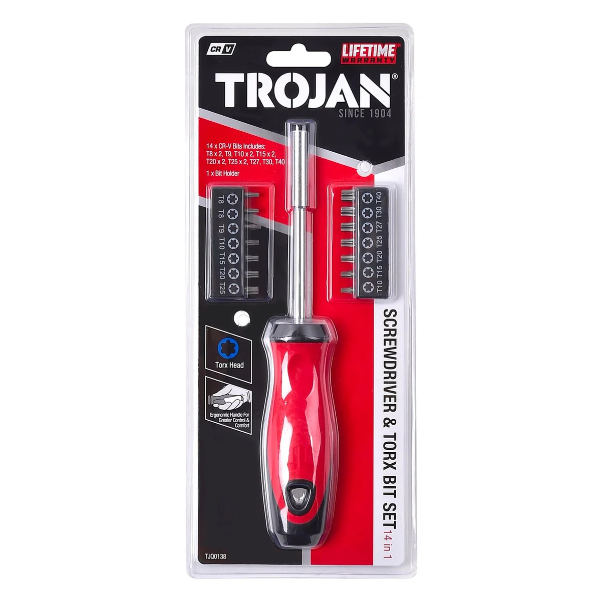 Trojan 15 Piece Torx Screwdriver Bit Set - 120mm x 40mm x 290mm - Red Black - Image 4