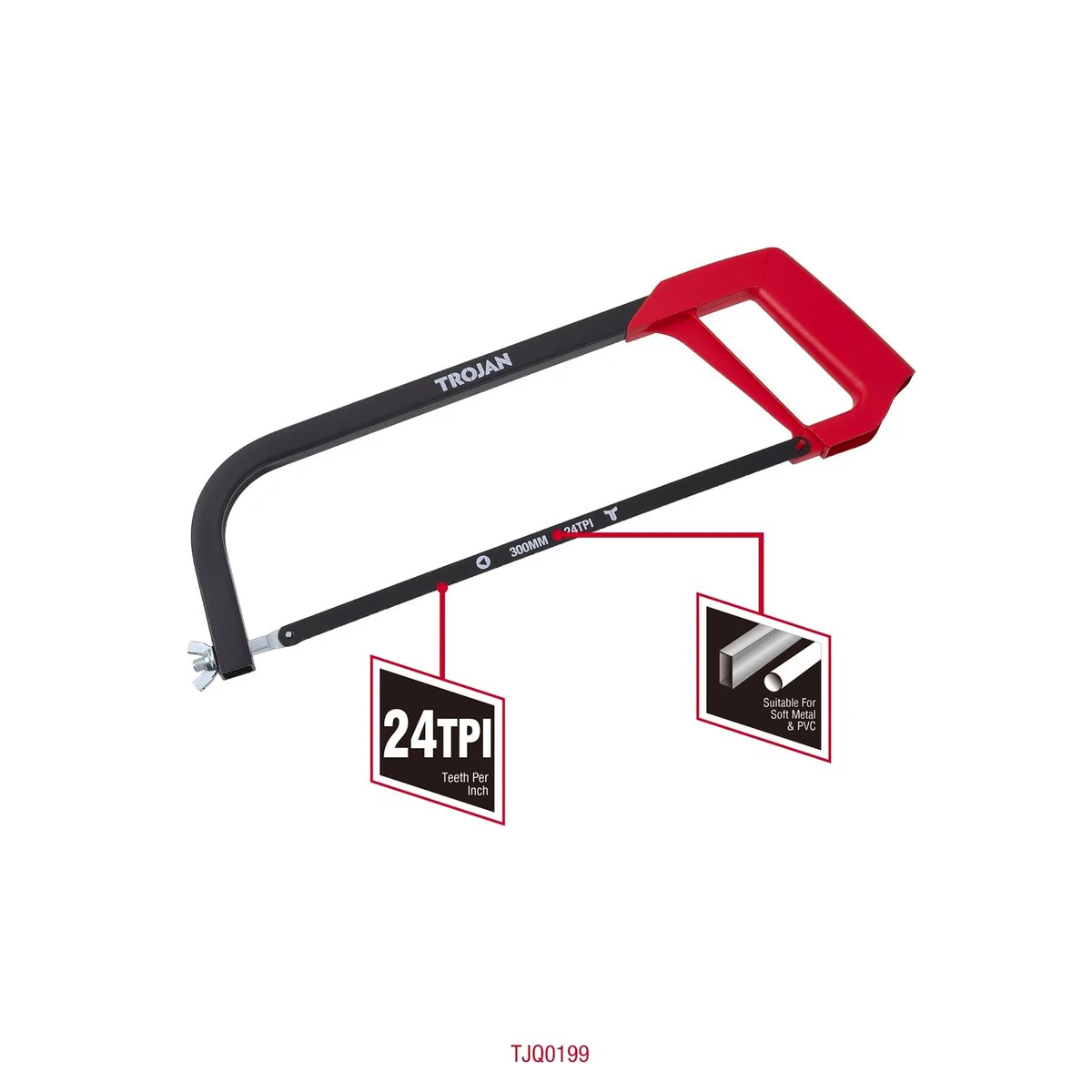 Trojan Tubular Hack Saw - 300mm - Soft Metals & PVC Cutting - Image 2