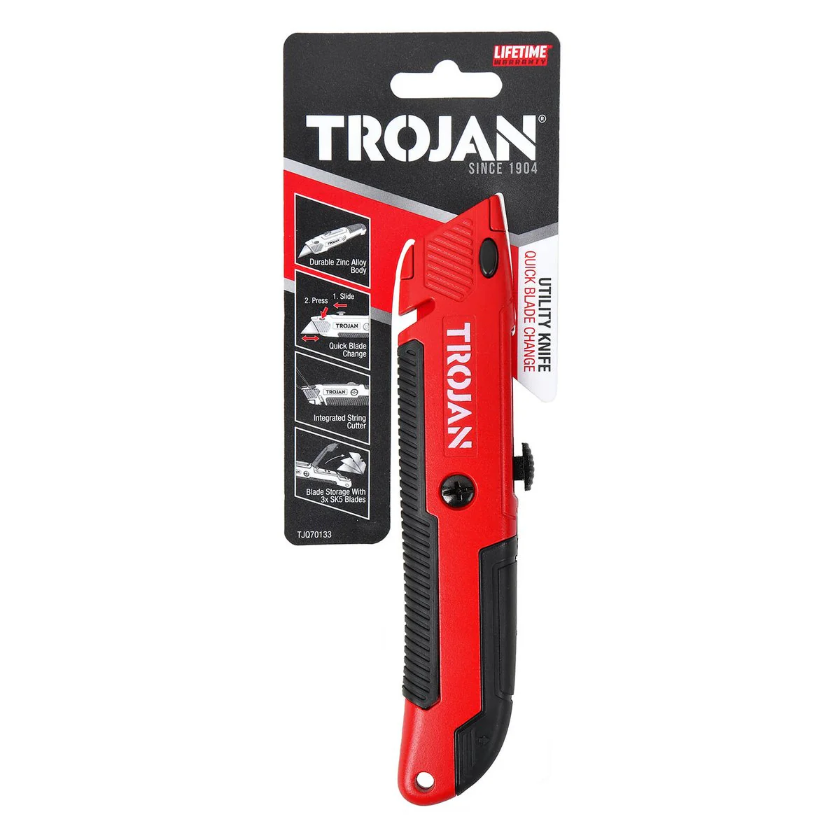 Trojan Utility Knife Wire Cutter - Zinc Alloy - 3 SK5 Blades - 75mm x 290mm - Image 4